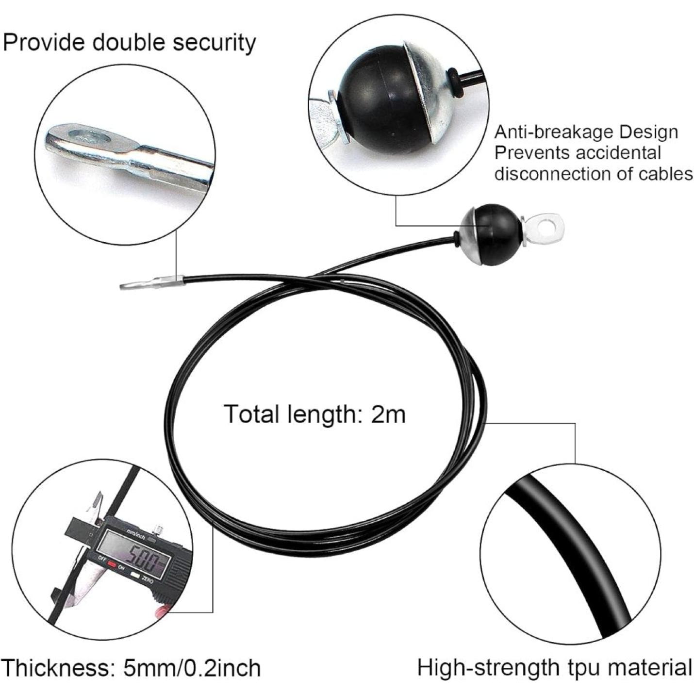 2m Fitness Stalen Kabel Fitness Gym Vervanging Kabel Thuis Gym Kabel Accessoires Fitness Katrol Kabel Systeem Zware Stalen Kabel voor Thuis Gym - happygetfit.com