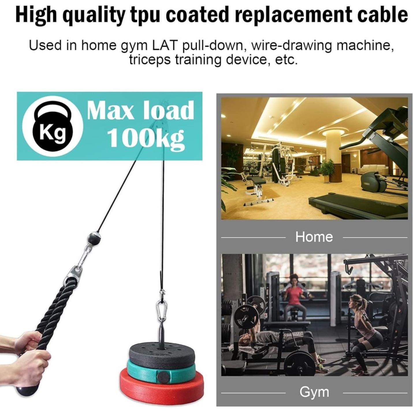 2m Fitness Stalen Kabel Fitness Gym Vervanging Kabel Thuis Gym Kabel Accessoires Fitness Katrol Kabel Systeem Zware Stalen Kabel voor Thuis Gym - happygetfit.com