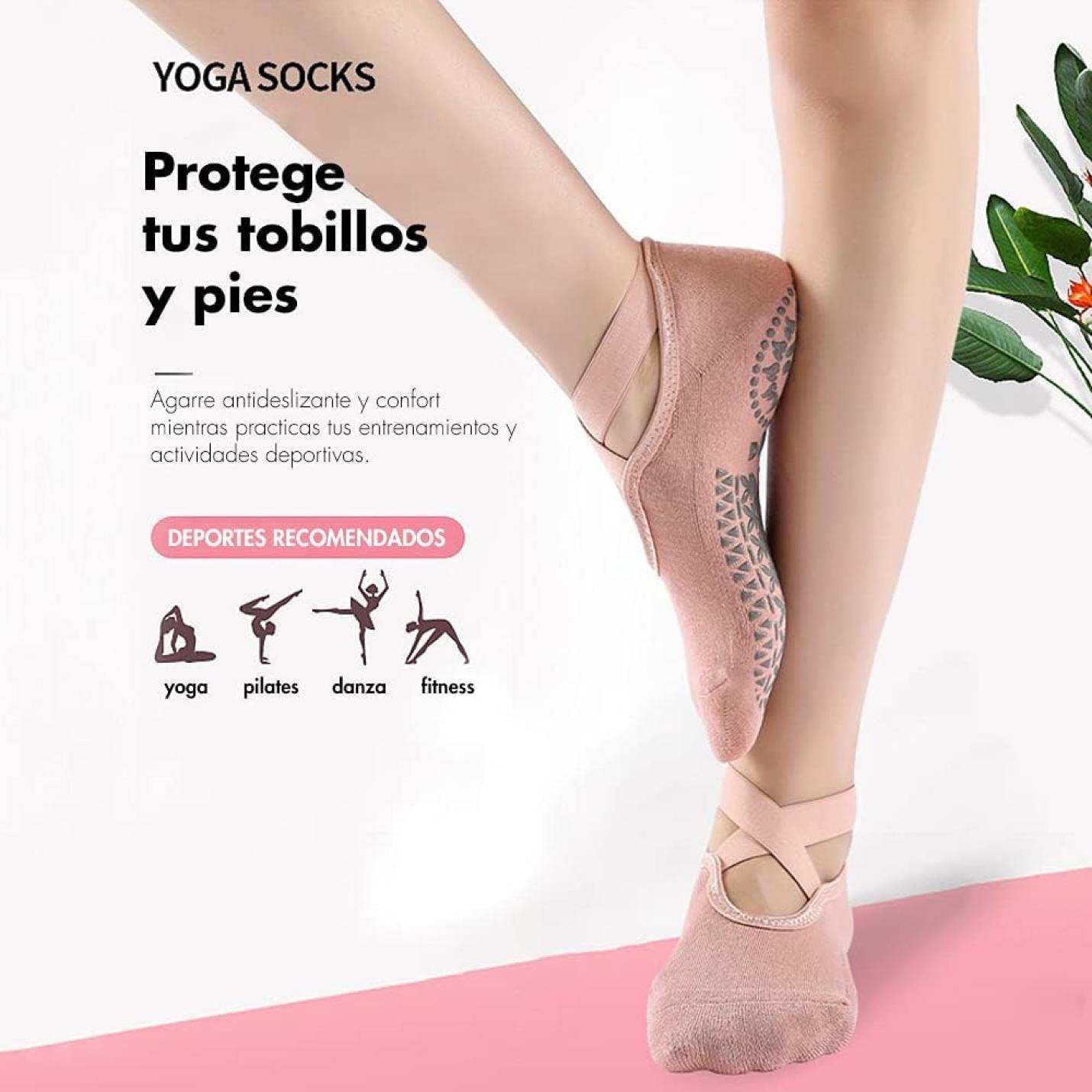 3 paar antislip yoga-sokken, sportsokken, voor pilates, dans, fitness, met siliconen zool, voorkomt blessures en blaren, eenheidsmaat (35-40) - happygetfit.com