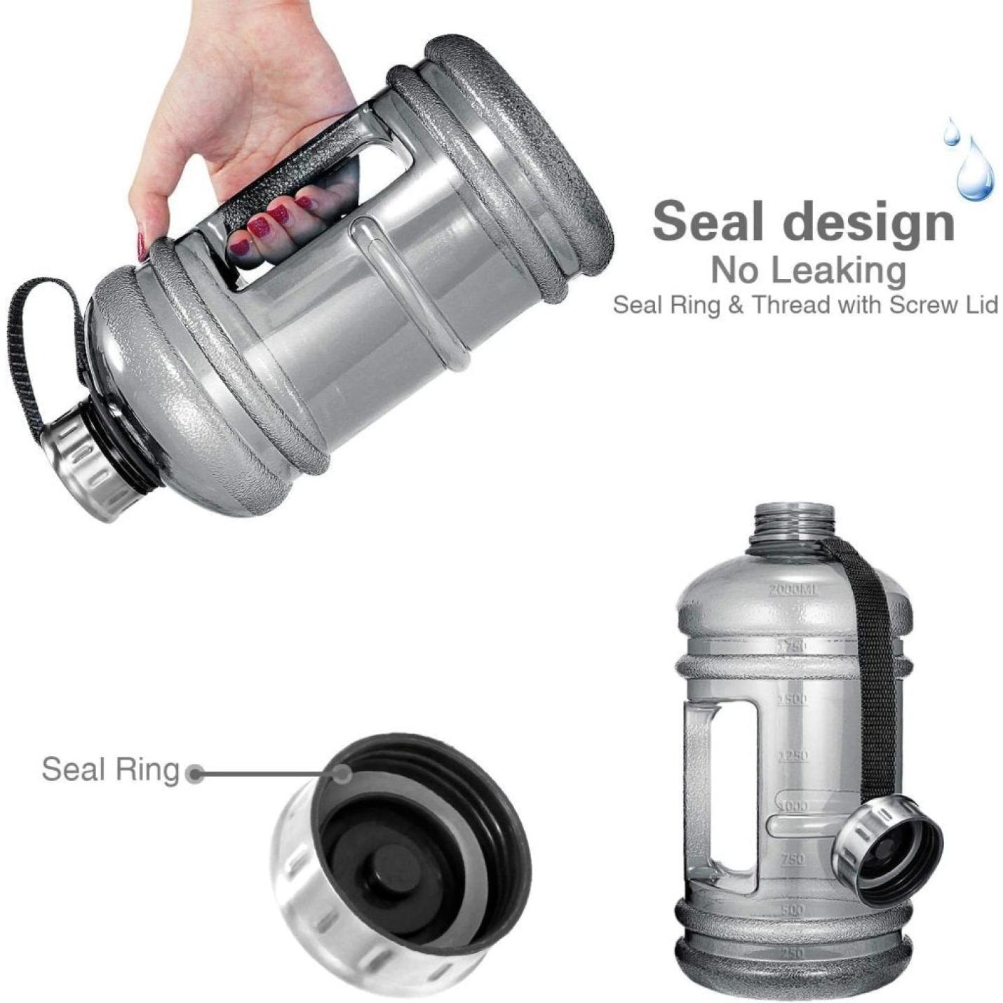 Grote waterfles, 2,2 l, 2,2 l, 75 oz grote lekvrije sportkan met handvat, enorme BPA-vrije PETG-plastic drinkfles met brede mond voor fitness, sportschool, fietsen, reizen, outdoor waterkan - happygetfit.com