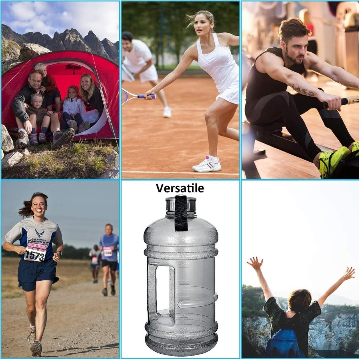 Grote waterfles, 2,2 l, 2,2 l, 75 oz grote lekvrije sportkan met handvat, enorme BPA-vrije PETG-plastic drinkfles met brede mond voor fitness, sportschool, fietsen, reizen, outdoor waterkan - happygetfit.com