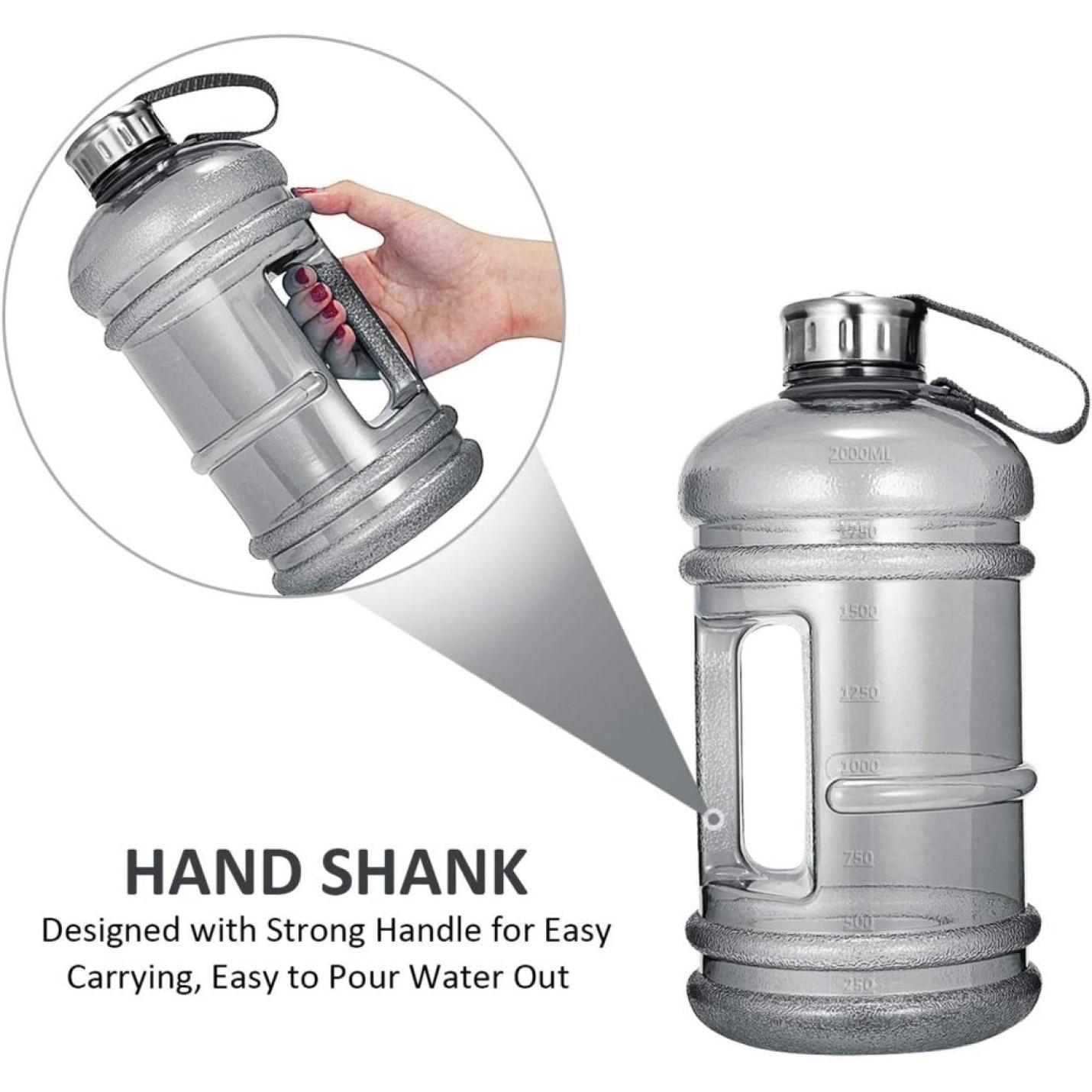 Grote waterfles, 2,2 l, 2,2 l, 75 oz grote lekvrije sportkan met handvat, enorme BPA-vrije PETG-plastic drinkfles met brede mond voor fitness, sportschool, fietsen, reizen, outdoor waterkan - happygetfit.com