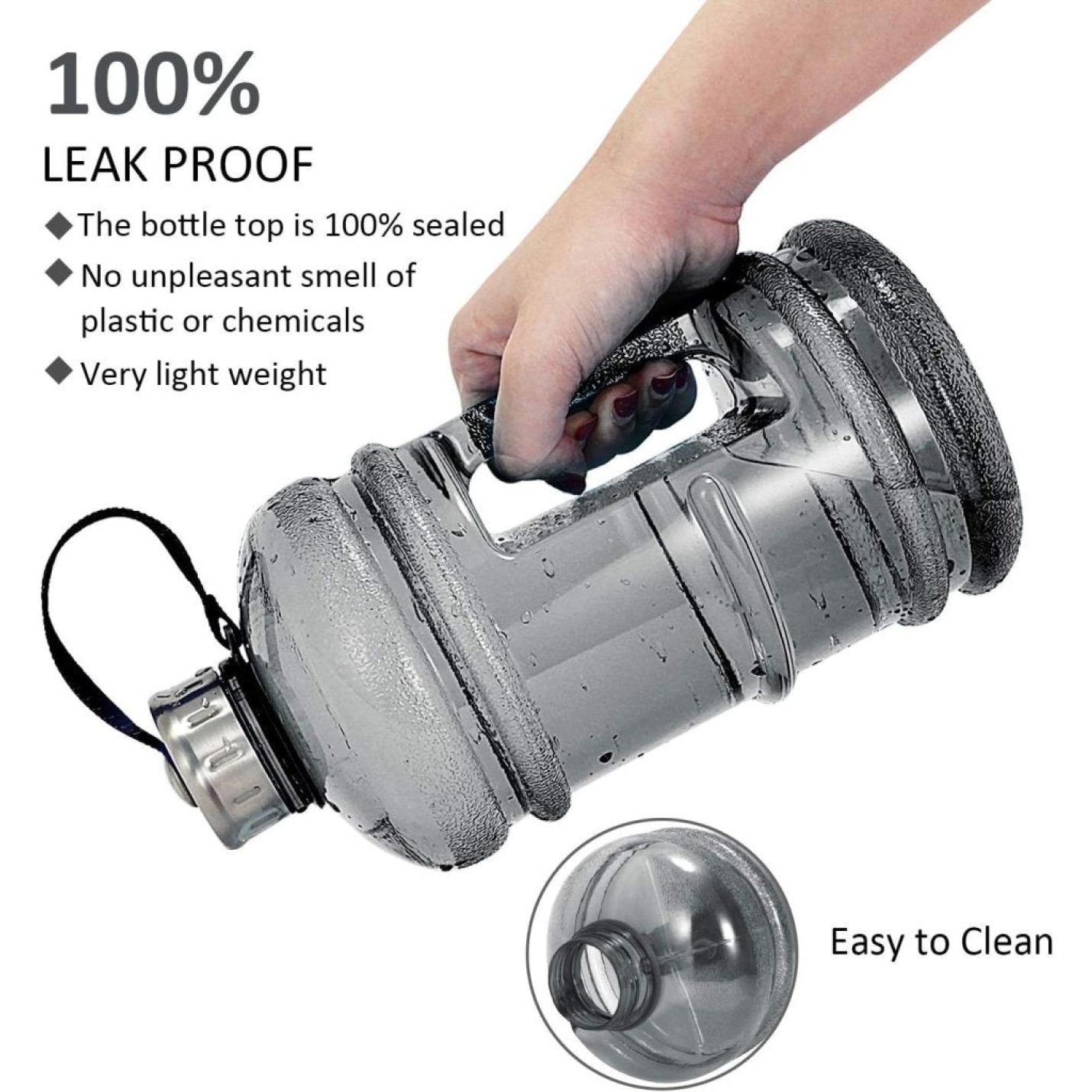 Grote waterfles, 2,2 l, 2,2 l, 75 oz grote lekvrije sportkan met handvat, enorme BPA-vrije PETG-plastic drinkfles met brede mond voor fitness, sportschool, fietsen, reizen, outdoor waterkan - happygetfit.com