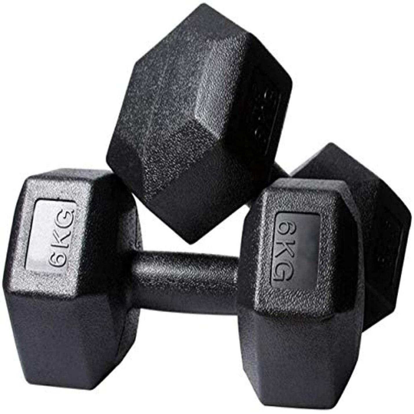 Transformeer je lichaam en bescherm het milieu met onze 6 kg zeshoekige zwarte eco vriendelijke dumbbellset!