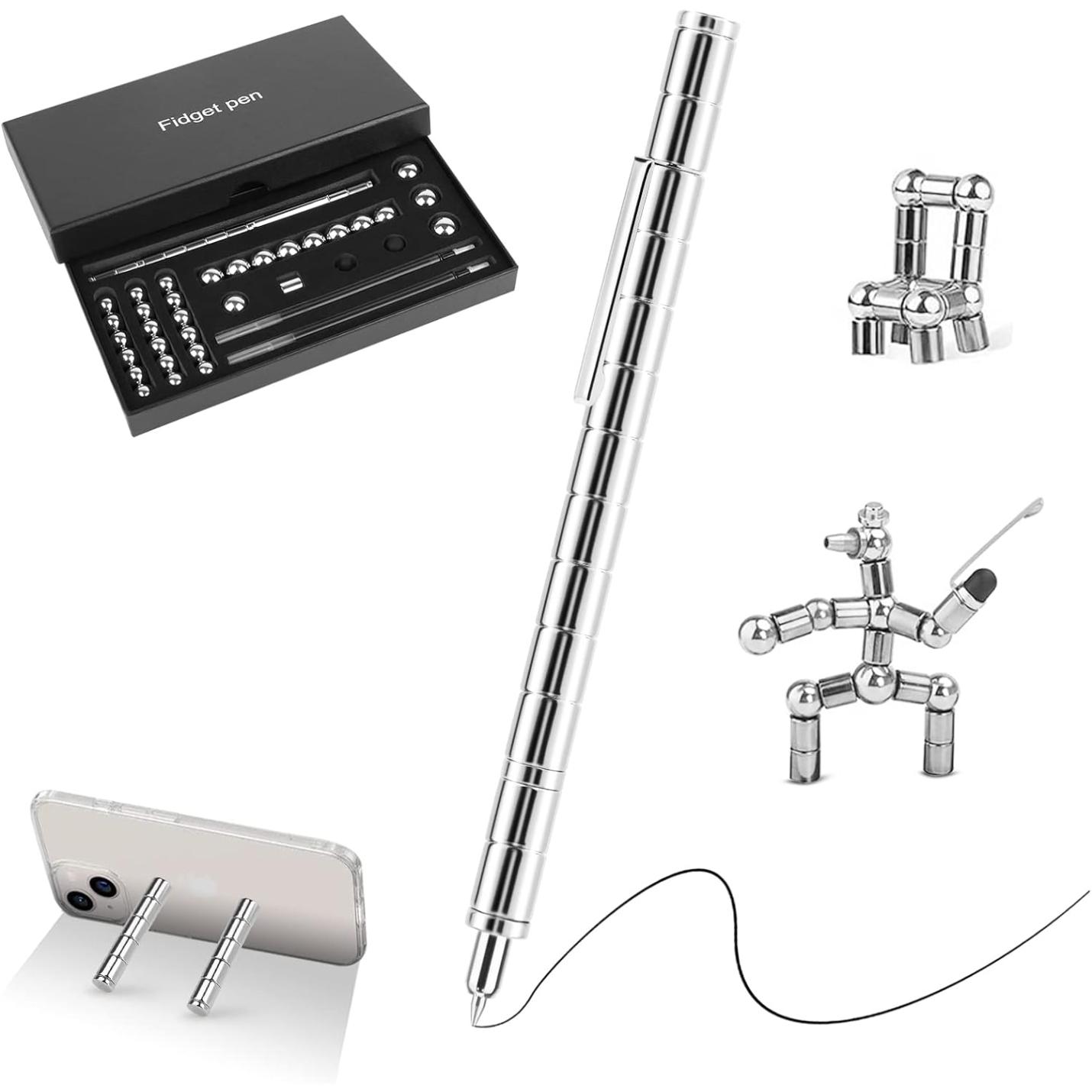 Multifunctionele Magnetische balpenset met diverse montageopties en telefoonhoudfunctie die creativiteit lastig.
Productnaam: Magnetische balpen: de meest creatieve en stressverminderende pen ooit!