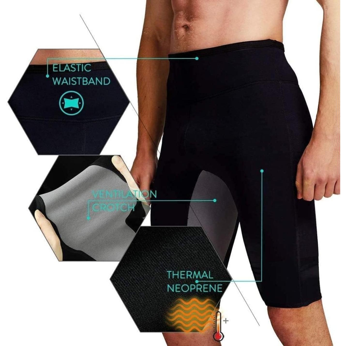 Mannen Zweet Sauna Shorts Body Shaper Gewichtsverlies Broek Workout Afslanken Hot Yoga Capri Tummy Fat Burner Taille trainer - happygetfit.com