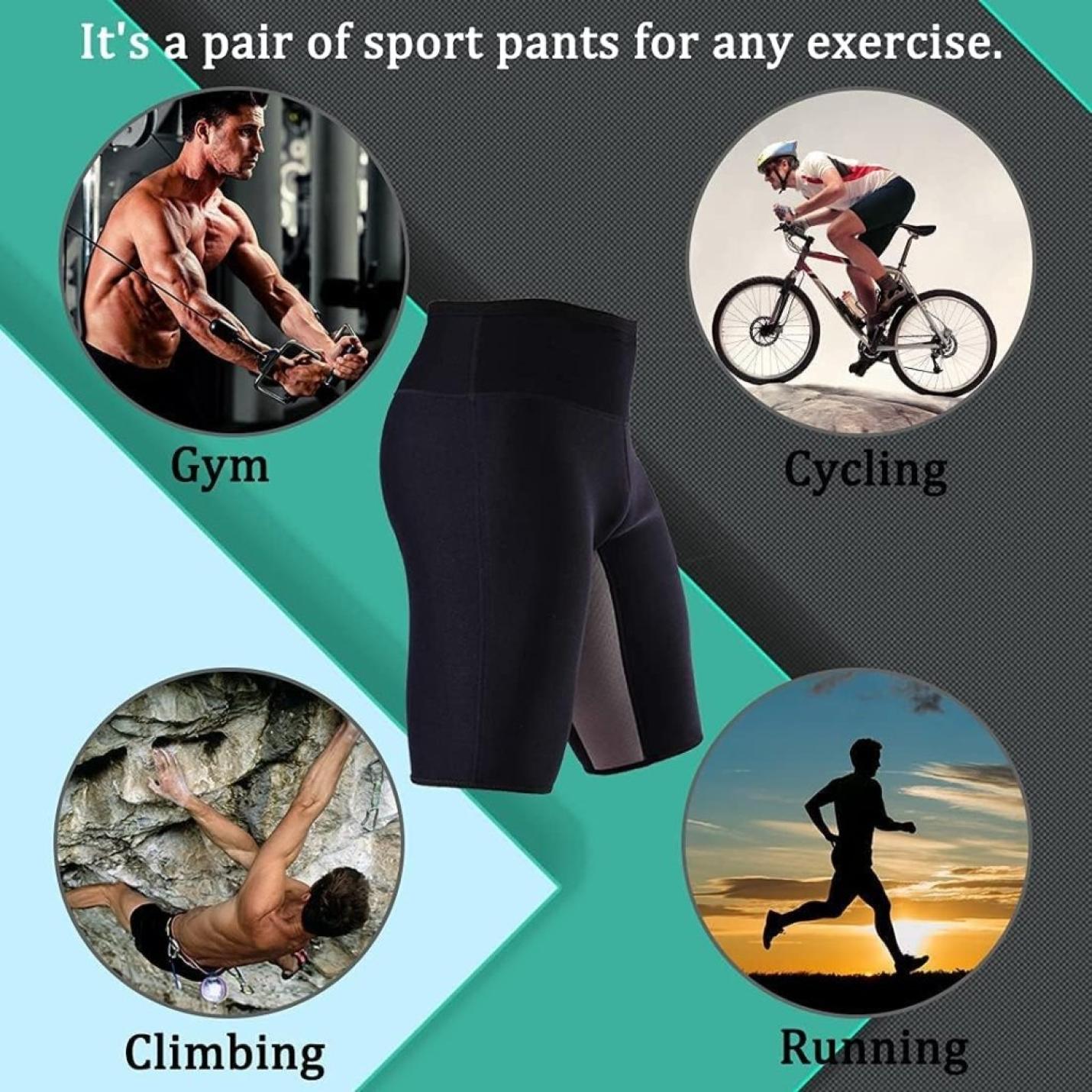 Mannen Zweet Sauna Shorts Body Shaper Gewichtsverlies Broek Workout Afslanken Hot Yoga Capri Tummy Fat Burner Taille trainer - happygetfit.com