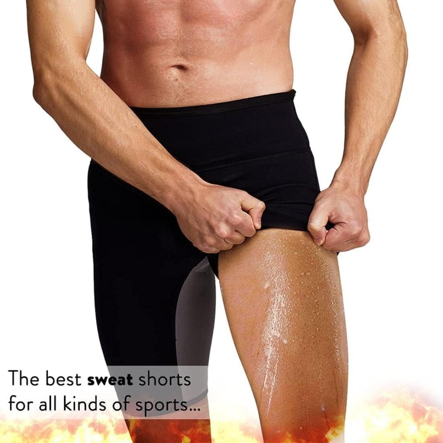 Mannen Zweet Sauna Shorts Body Shaper Gewichtsverlies Broek Workout Afslanken Hot Yoga Capri Tummy Fat Burner Taille trainer - happygetfit.com