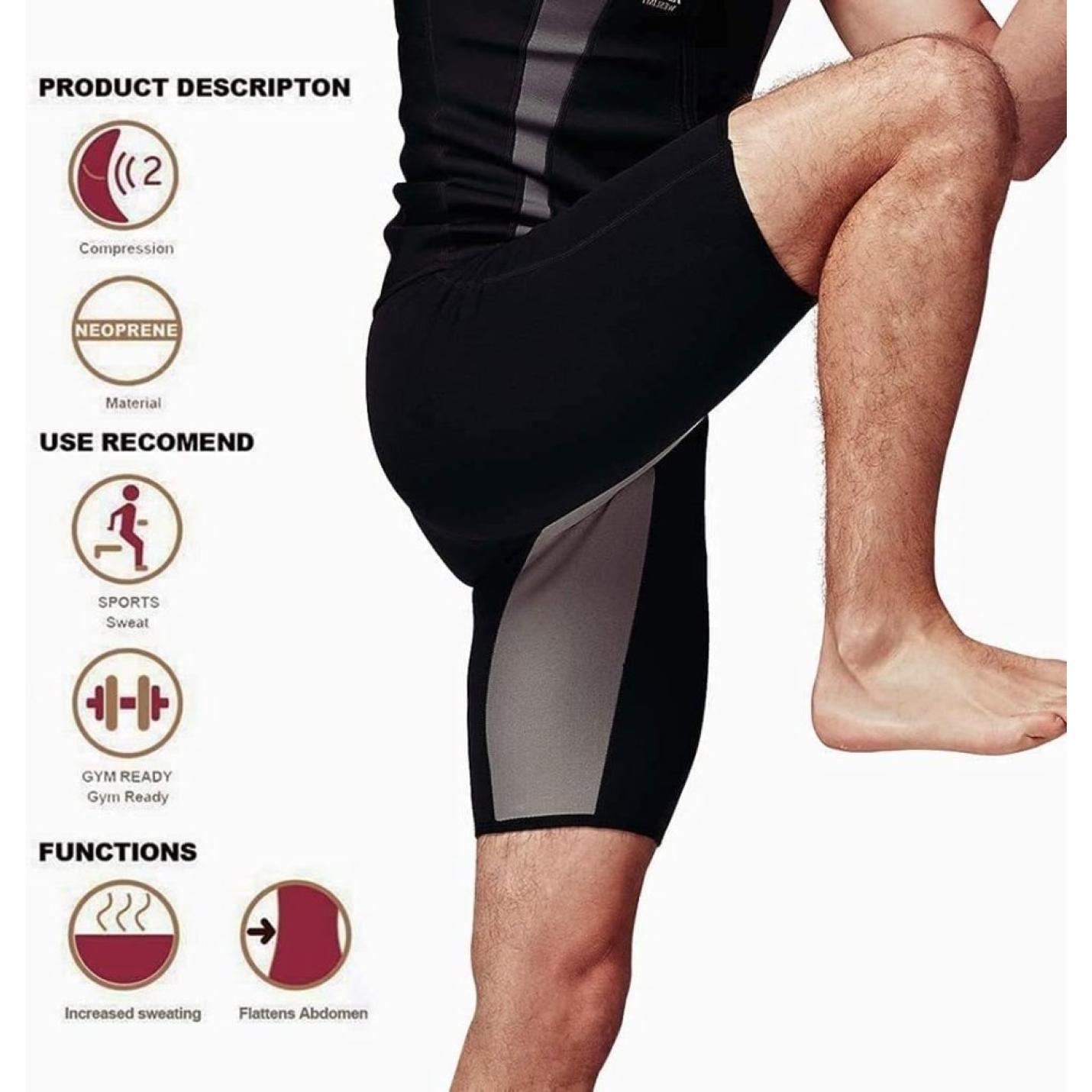 Mannen Zweet Sauna Shorts Body Shaper Gewichtsverlies Broek Workout Afslanken Hot Yoga Capri Tummy Fat Burner Taille trainer - happygetfit.com