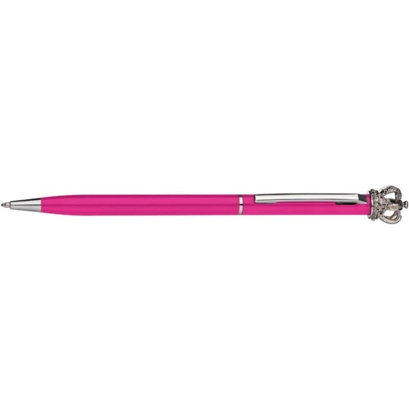 Een felroze Ontdek de pracht en functionaliteit van onze metallic Swarovski-pen met een zilveren clip en accenten.