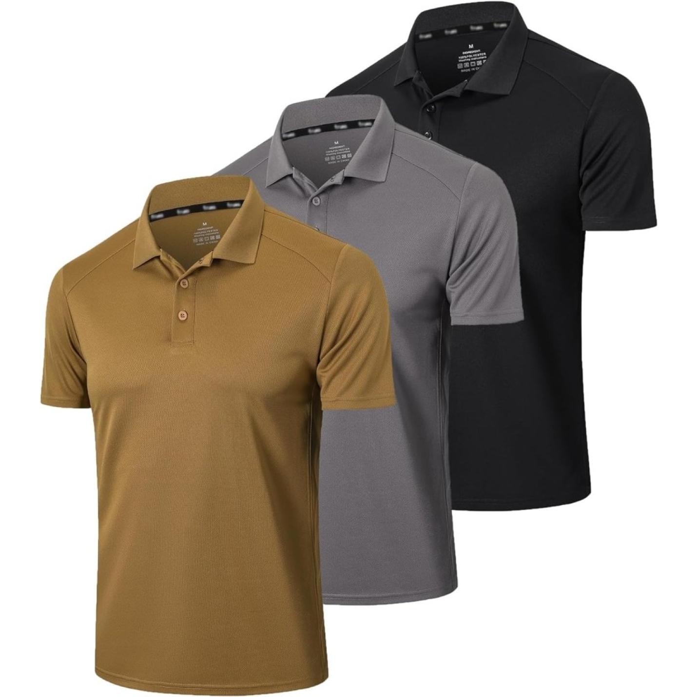 Poloshirts voor heren 3 pack met korte mouwen Dry Fit lichtgewicht golf casual kraag tops luchtdoorlatend vochtabsorberend werk shirts XL zwart en rood. Webshoplocatie