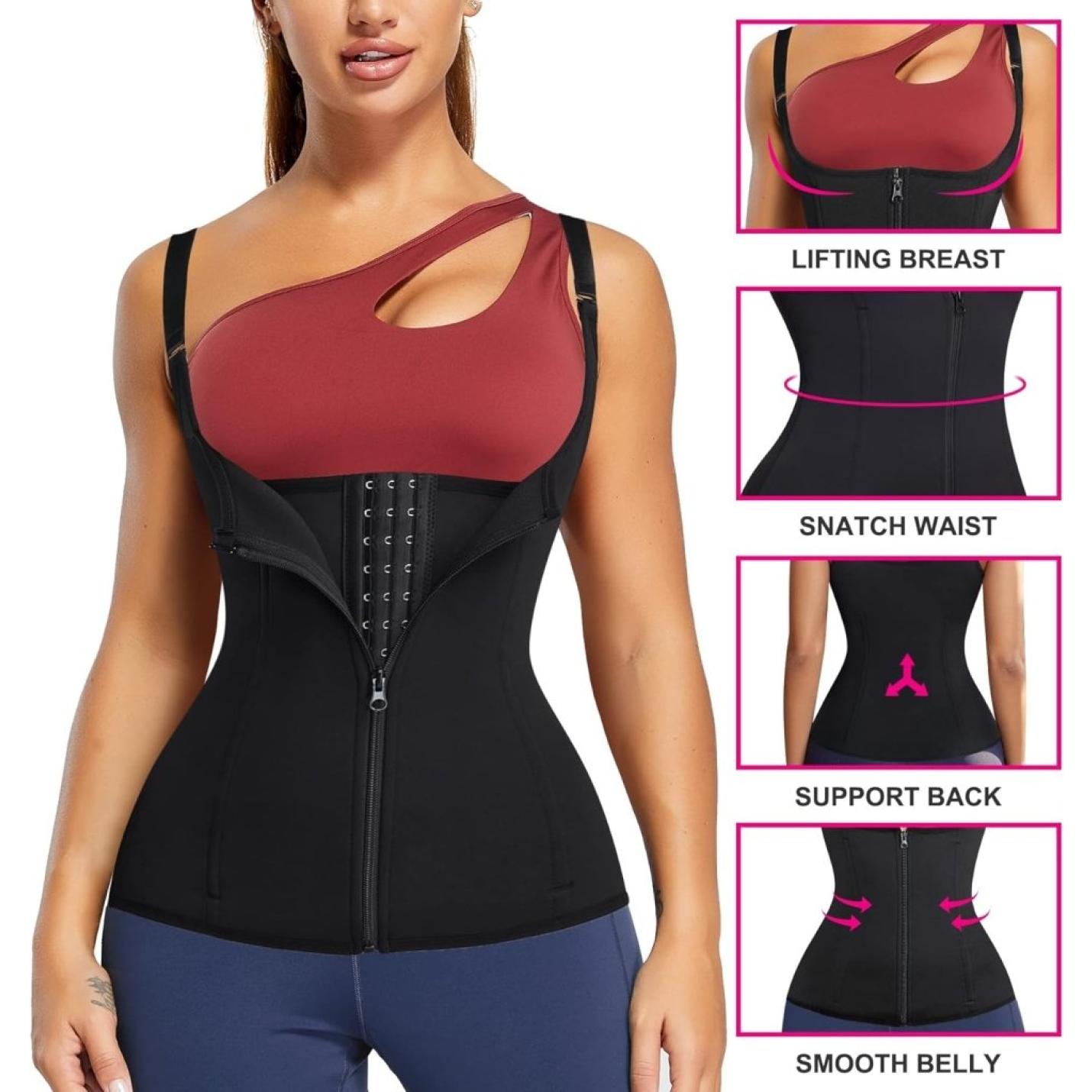 Sauna vest dames sauna shirt afslanken neopreen buikweggordel korset dames buikweg onderborst taillevormer shapewear fitness thermo hot body shaper sauna vest zweten tank top - happygetfit.com