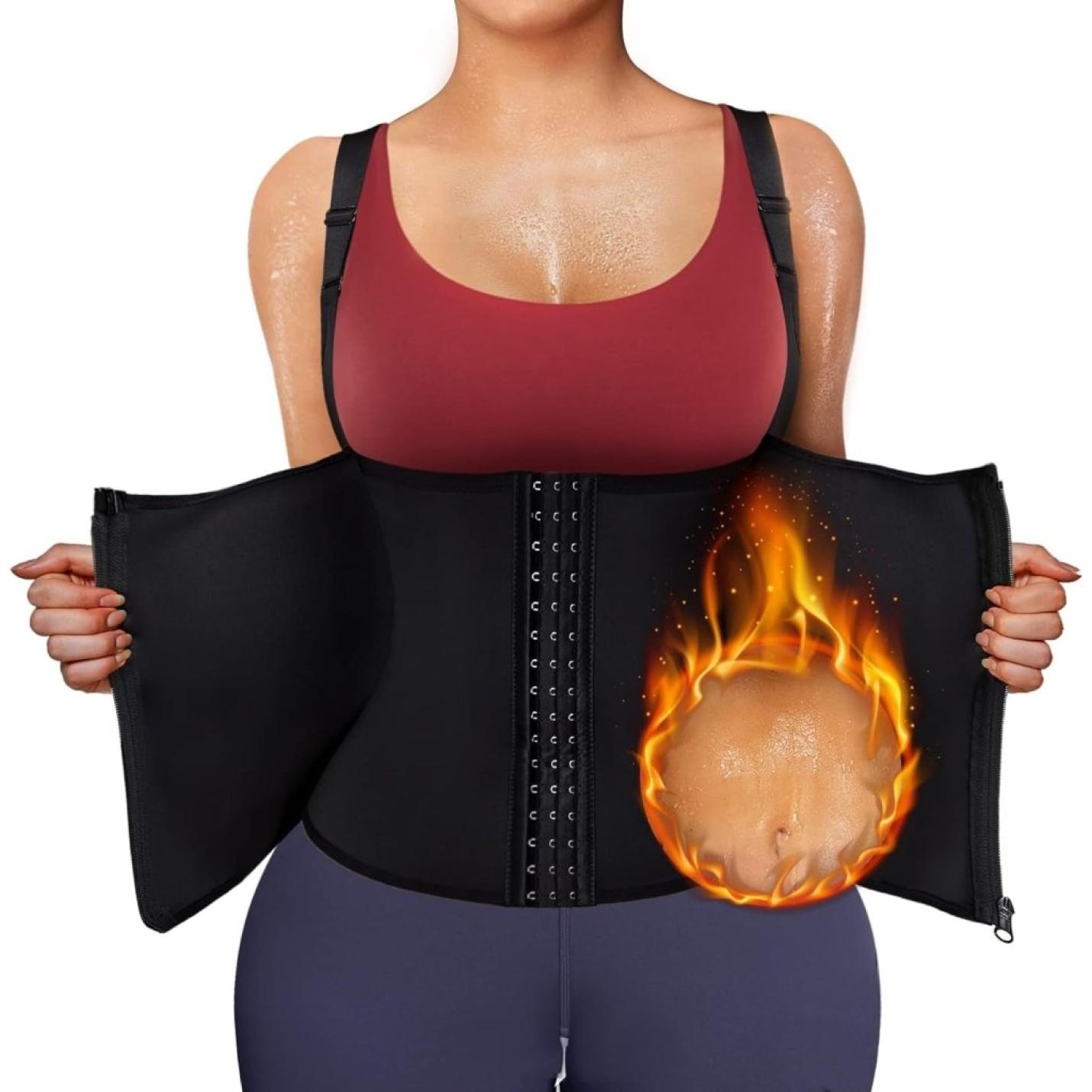 Sauna vest dames sauna shirt afslanken neopreen buikweggordel korset dames buikweg onderborst taillevormer shapewear fitness thermo hot body shaper sauna vest zweten tank top - happygetfit.com