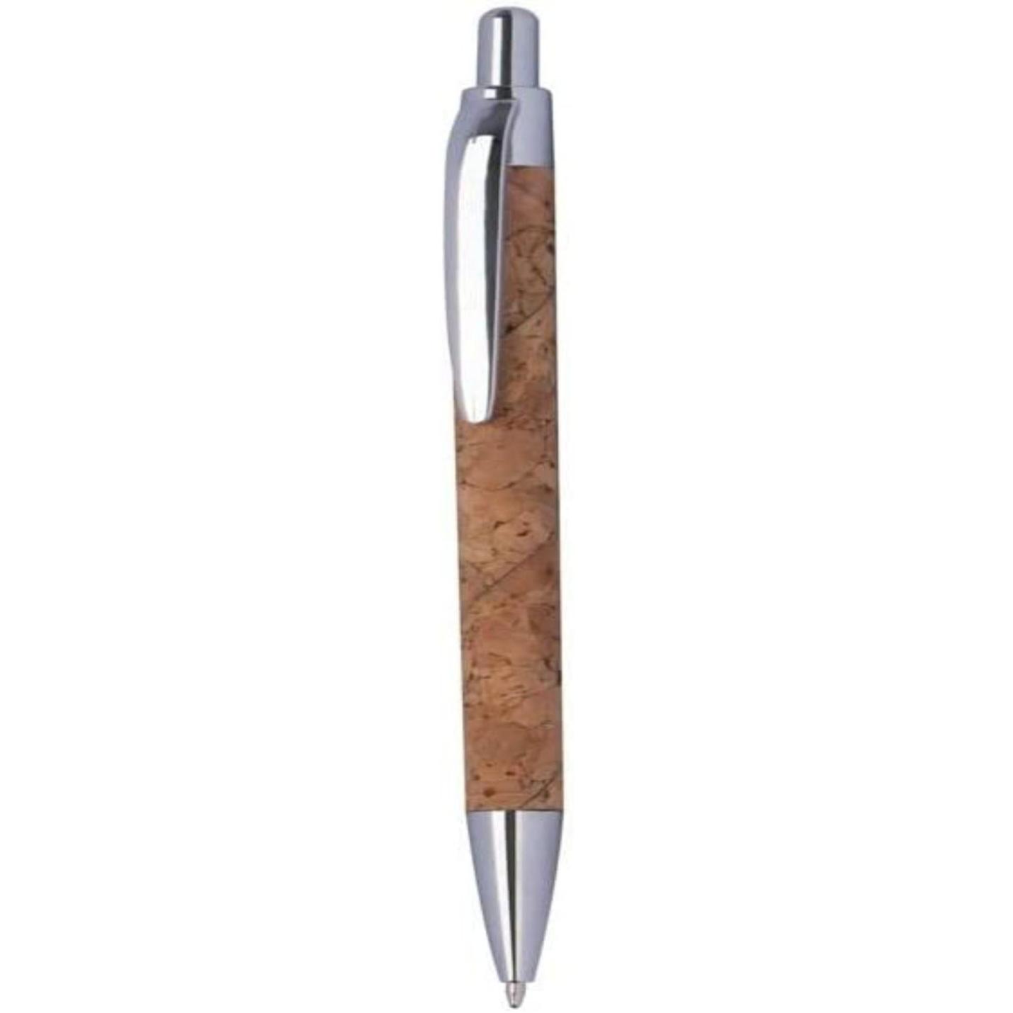 Roestvrijstalen karabijnhaak met een Schrijf in stijl en kies voor duurzaamheid met onze kurken universele duurzame balpeninzet.