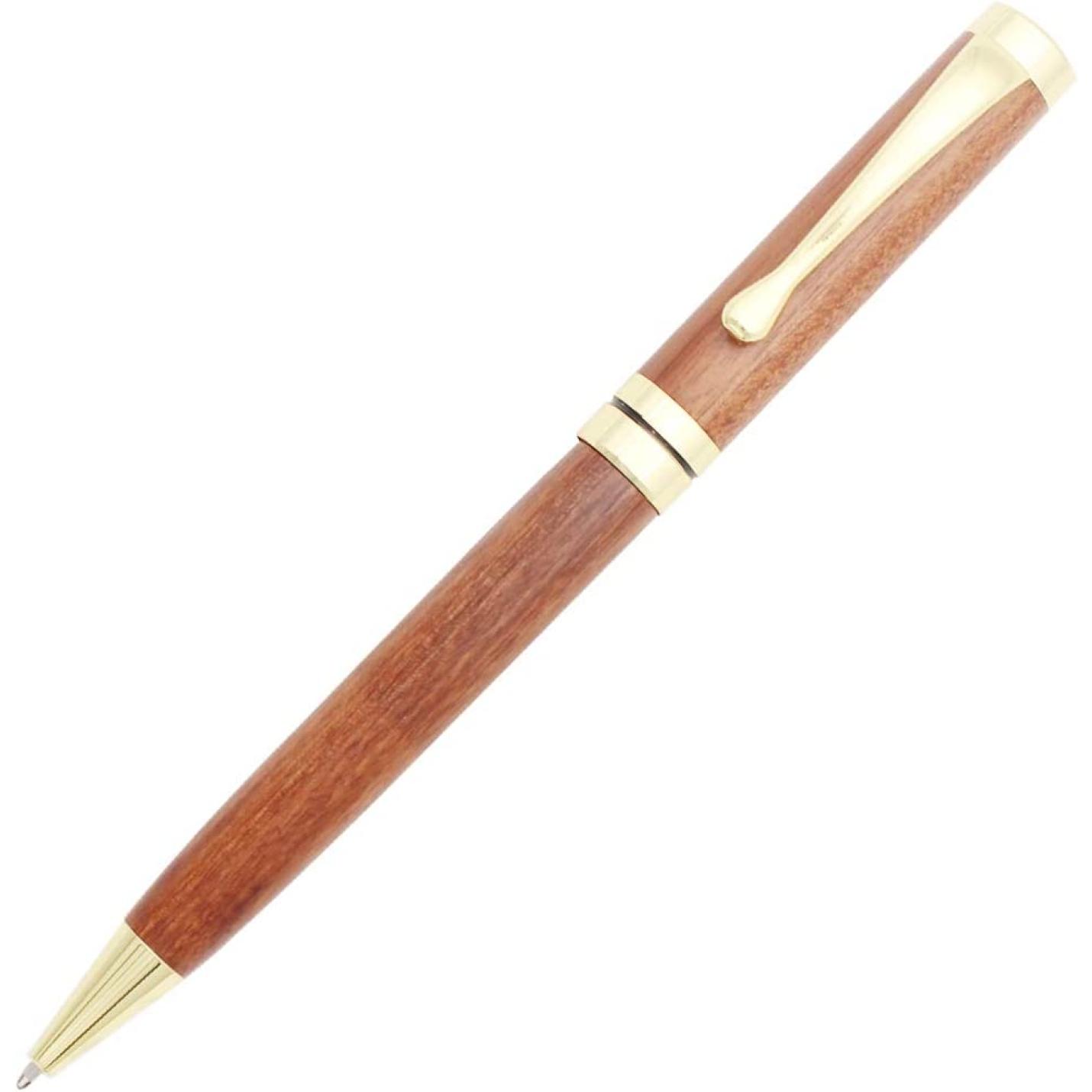 Schrijf in stijl met onze Schrijf in stijl met onze Elegante handgemaakte palissanderpen met goudkleurige accenten.