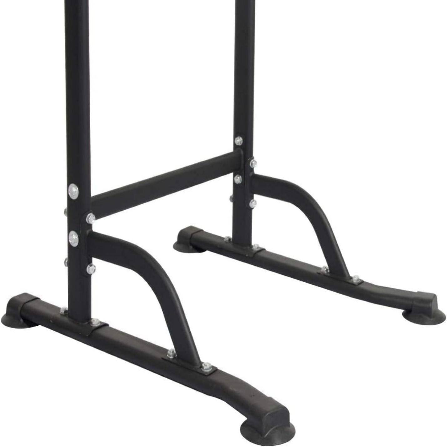 Productnaam: Upgrade je workoutroutine met de Black metal power tower: een multifunctionele trainingstool voor thuis!