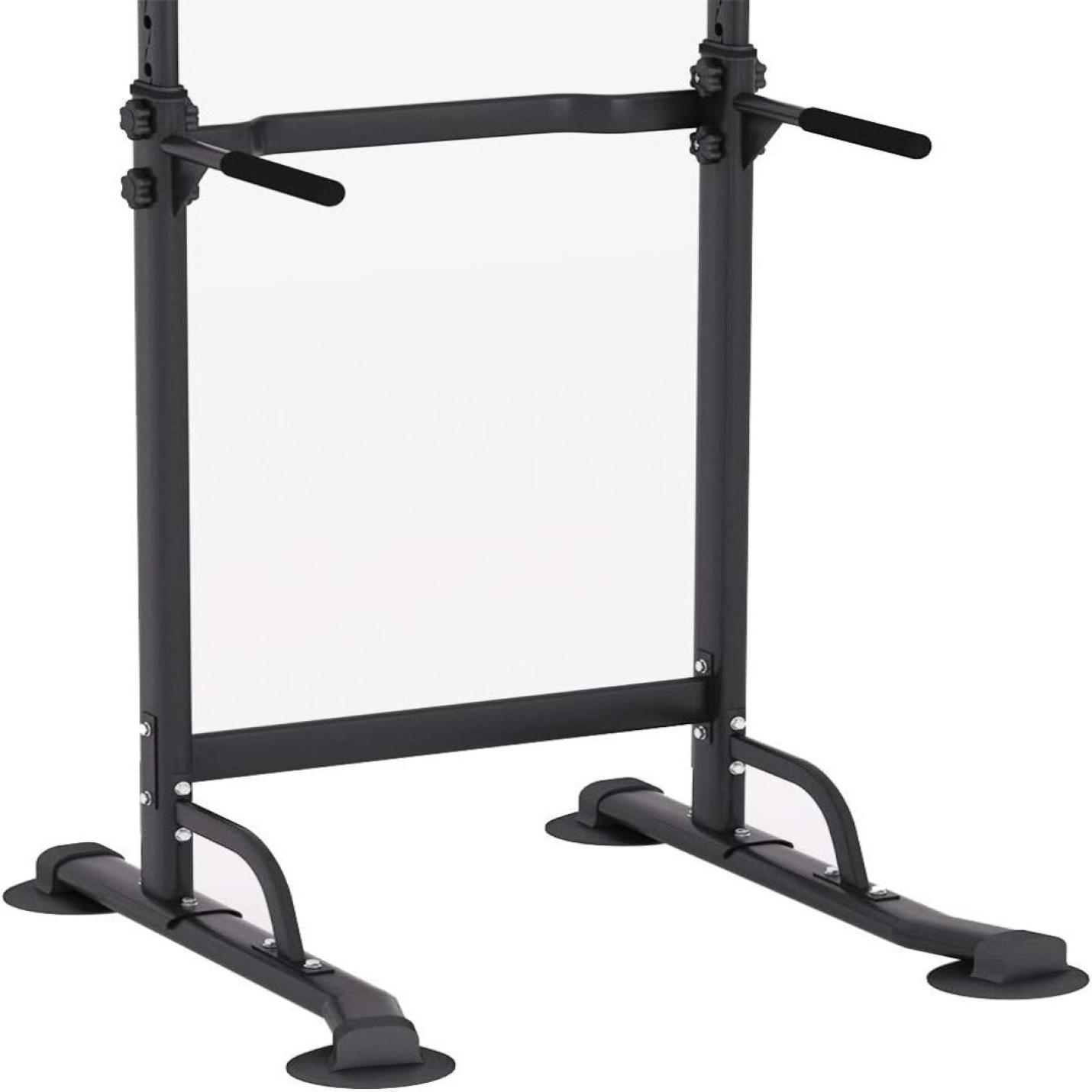 Leeg mobiel whiteboard met zwart frame op wielen, Verbeter je workout met onze verstelbare power tower.