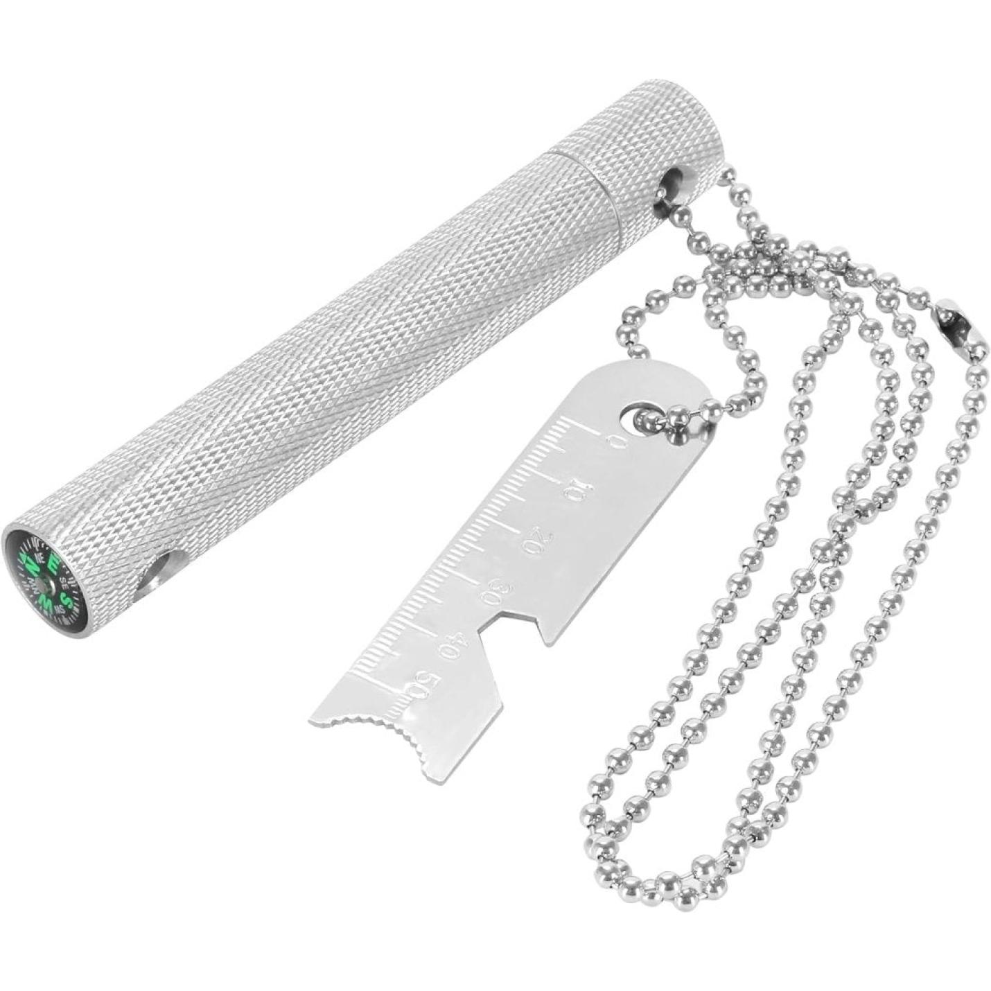 Vuursteen, vuurstaal, in robuuste aluminium behuizing, vuurstarter, voor outdoor, survival, camping, jacht, lengte van de stift 6 cm, 9.000 ontstekingen, met flessenopener, zilver of zwart - happygetfit.com