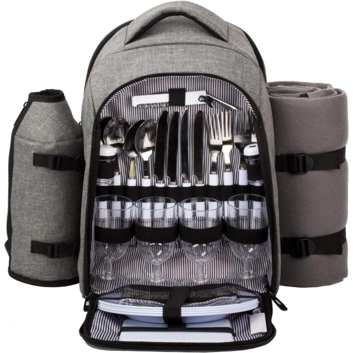 Picknickrugzak voor 4 personen voor de ultieme picknickplezier Grijs Webshoplocatie