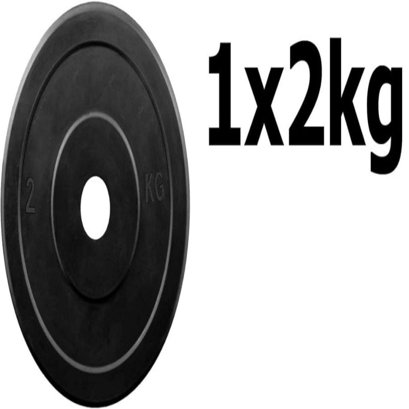 Een enkele 2 kg Wil jij thuis of in de sportschool je spieren trainen met markering die de massa aangeeft.