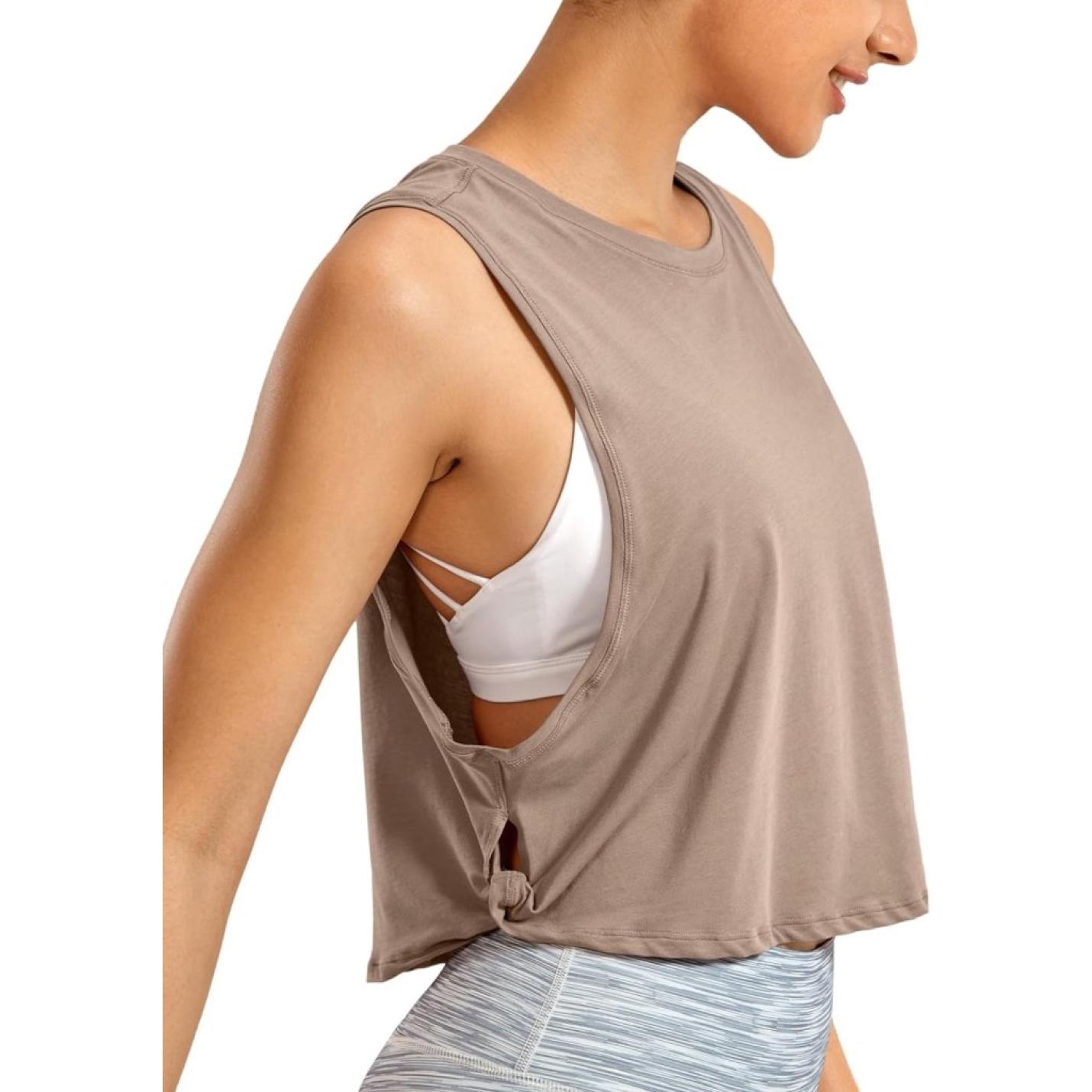 YOGA Dames Pima Cotton Workout Tank Crop Sport Shirt Mouwloos Yoga Running Tops S IJs Iris Webshoplocatie
