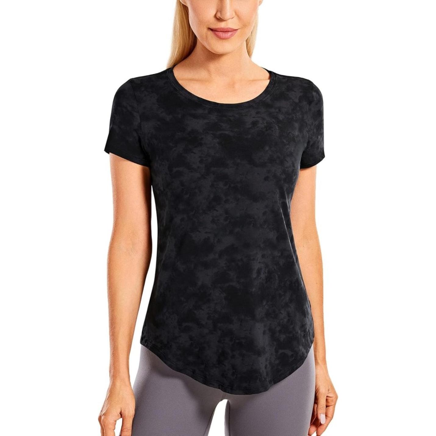 YOGA Vrouwen Sport T-Shirt Korte Mouw Fitness Gym Running Shirt Crewneck Licht Yoga Tops Zomer Top - happygetfit.com