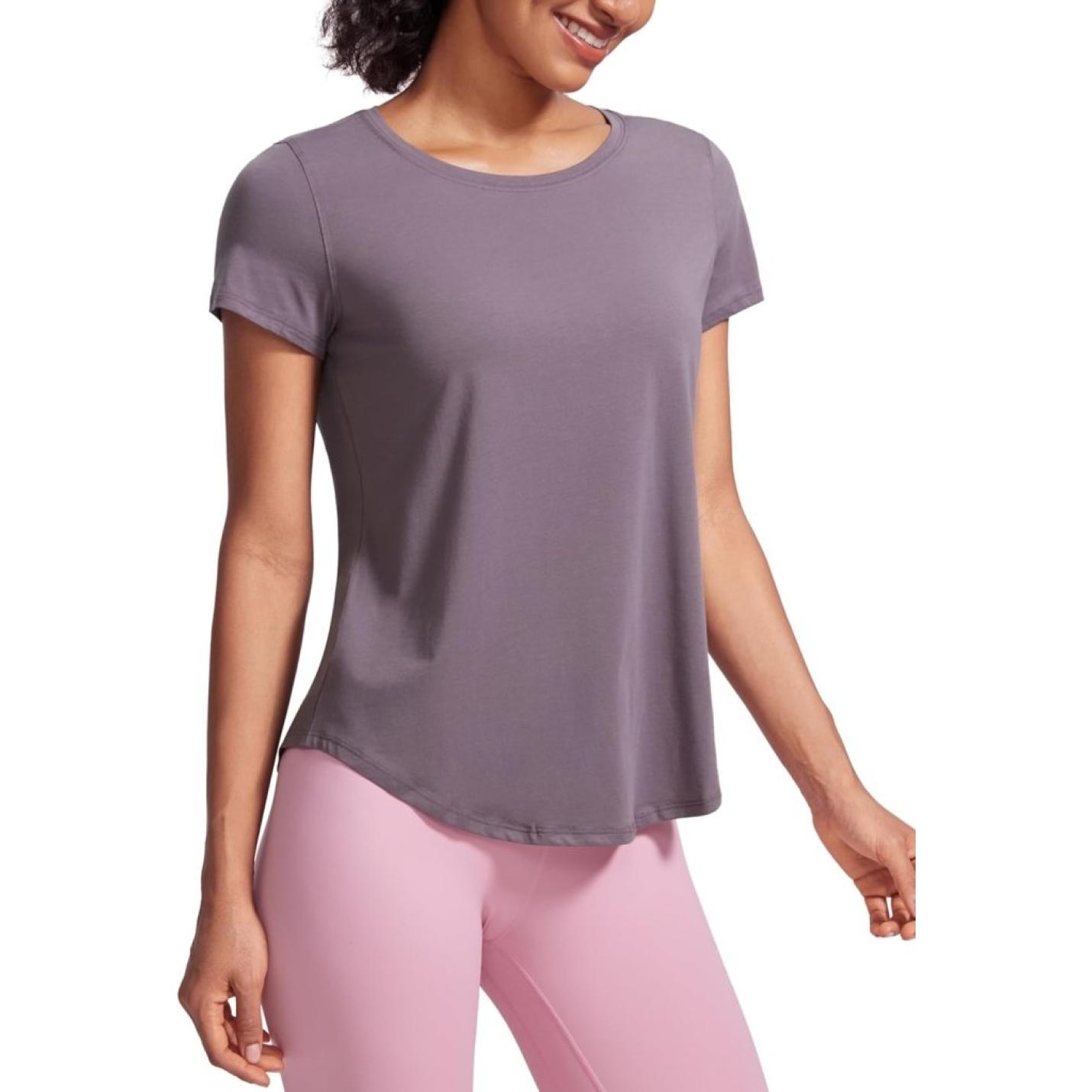 YOGA Vrouwen Sport T-Shirt Korte Mouw Fitness Gym Running Shirt Crewneck Licht Yoga Tops Zomer Top - happygetfit.com