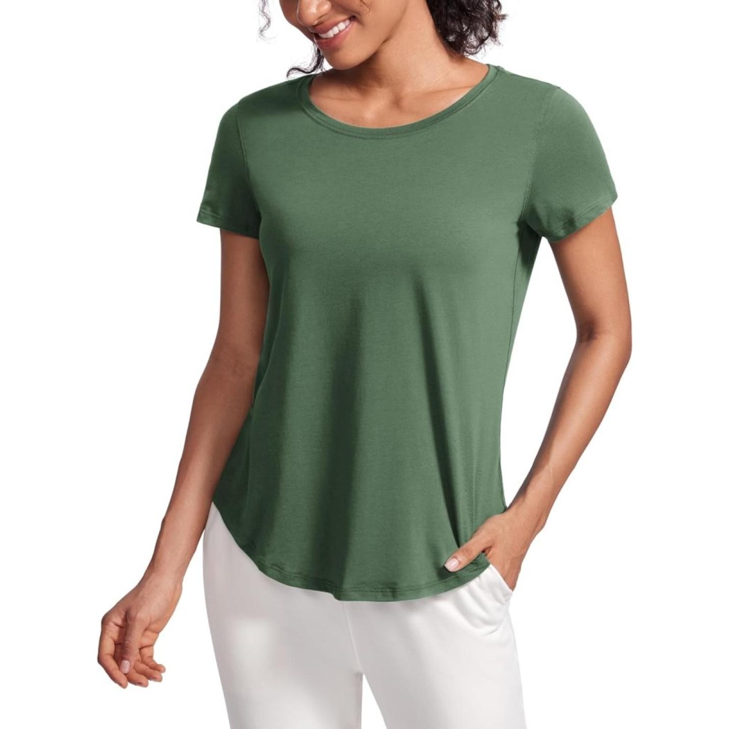 YOGA Vrouwen Sport T-Shirt Korte Mouw Fitness Gym Running Shirt Crewneck Licht Yoga Tops Zomer Top - happygetfit.com