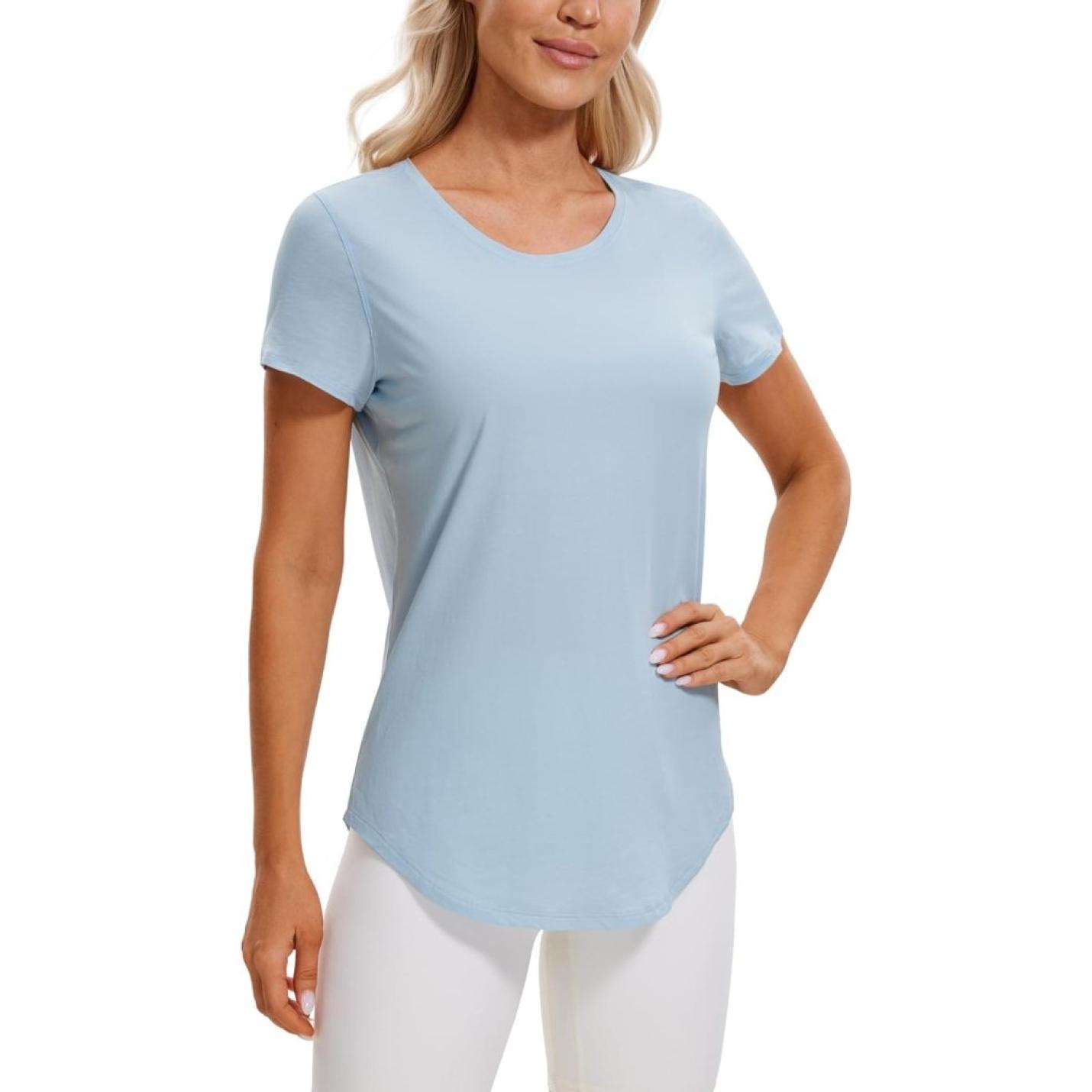 YOGA Vrouwen Sport T-Shirt Korte Mouw Fitness Gym Running Shirt Crewneck Licht Yoga Tops Zomer Top - happygetfit.com