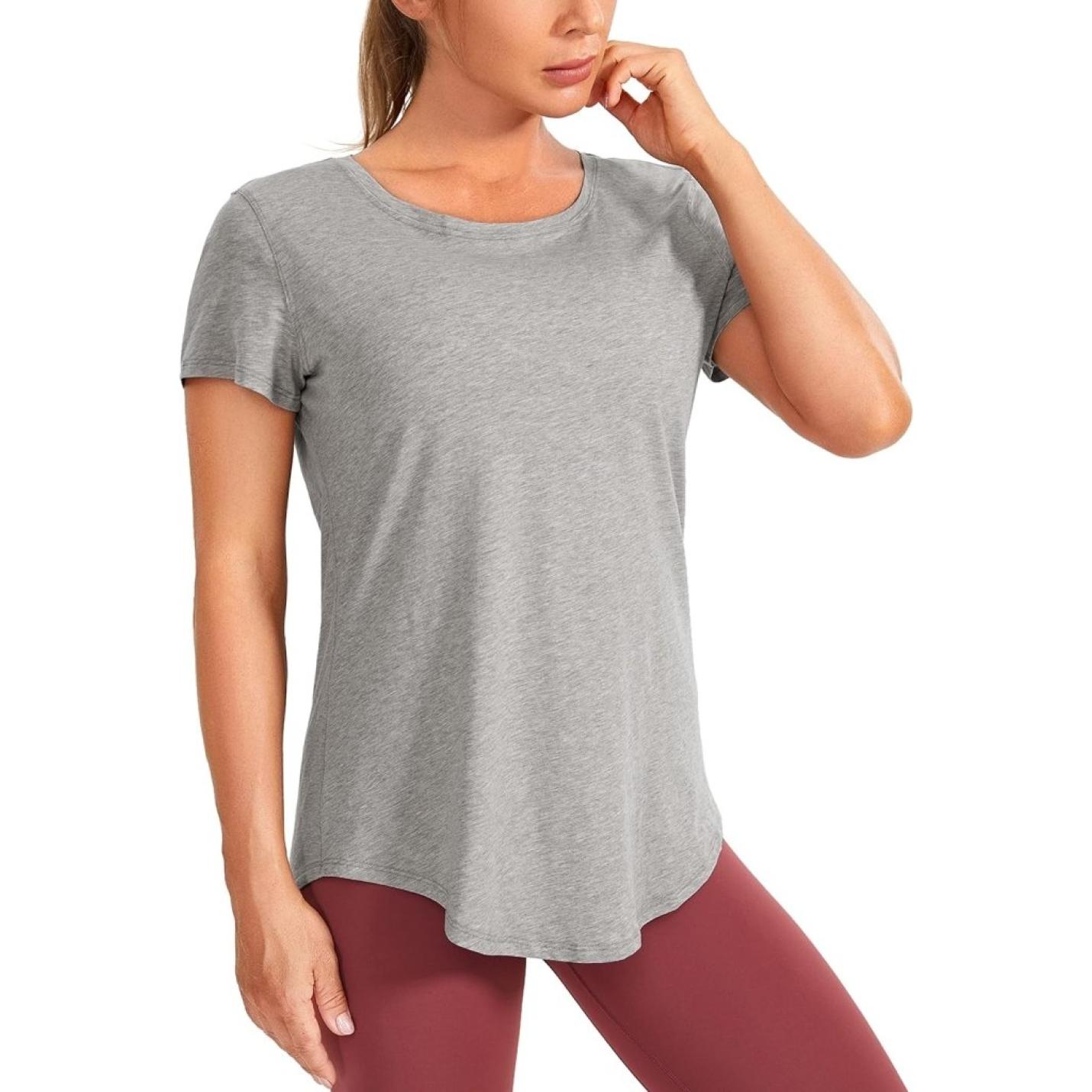YOGA Vrouwen Sport T-Shirt Korte Mouw Fitness Gym Running Shirt Crewneck Licht Yoga Tops Zomer Top - happygetfit.com