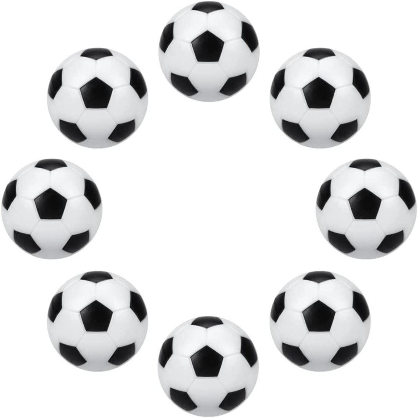 Negen klassieke zwart-witte mini-tafelvoetbalballen gerangschikt in een raster van drie bij drie op een witte achtergrond.

Productnaam: Nooit meer zonder reserveballen tijdens een tafelvoetbalwedstrijd met onze hoogwaardige tafelvoetbalballetjes!