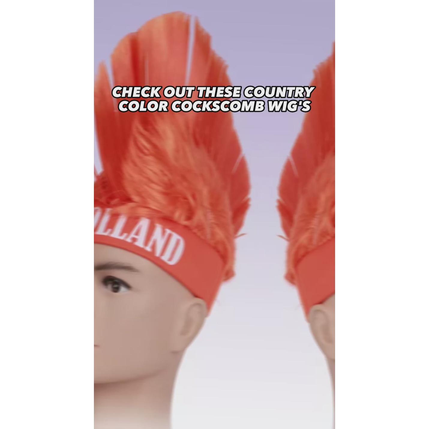 Laat je trots zien met de oranje Holland hanenkam pruik; Afbeelding: 4