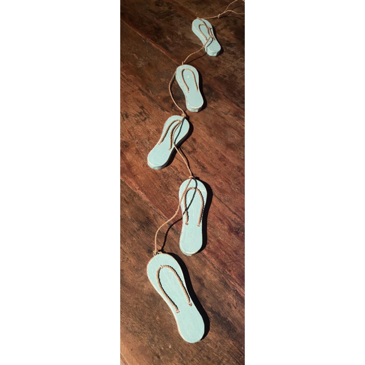 Ibiza Houten deco slinger slippers zeeblauw