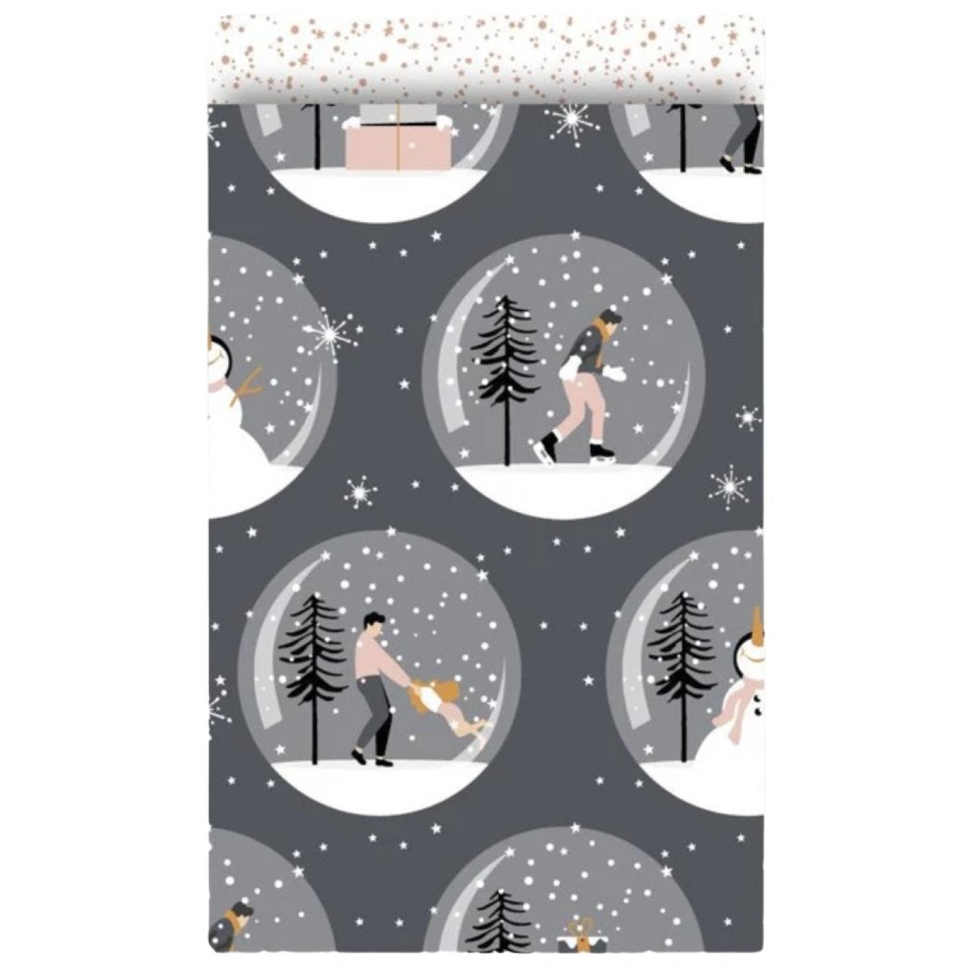 Collectiv Warehouse papieren cadeauzakjes kerst grijs/goud 10 stuks 12x19 cm