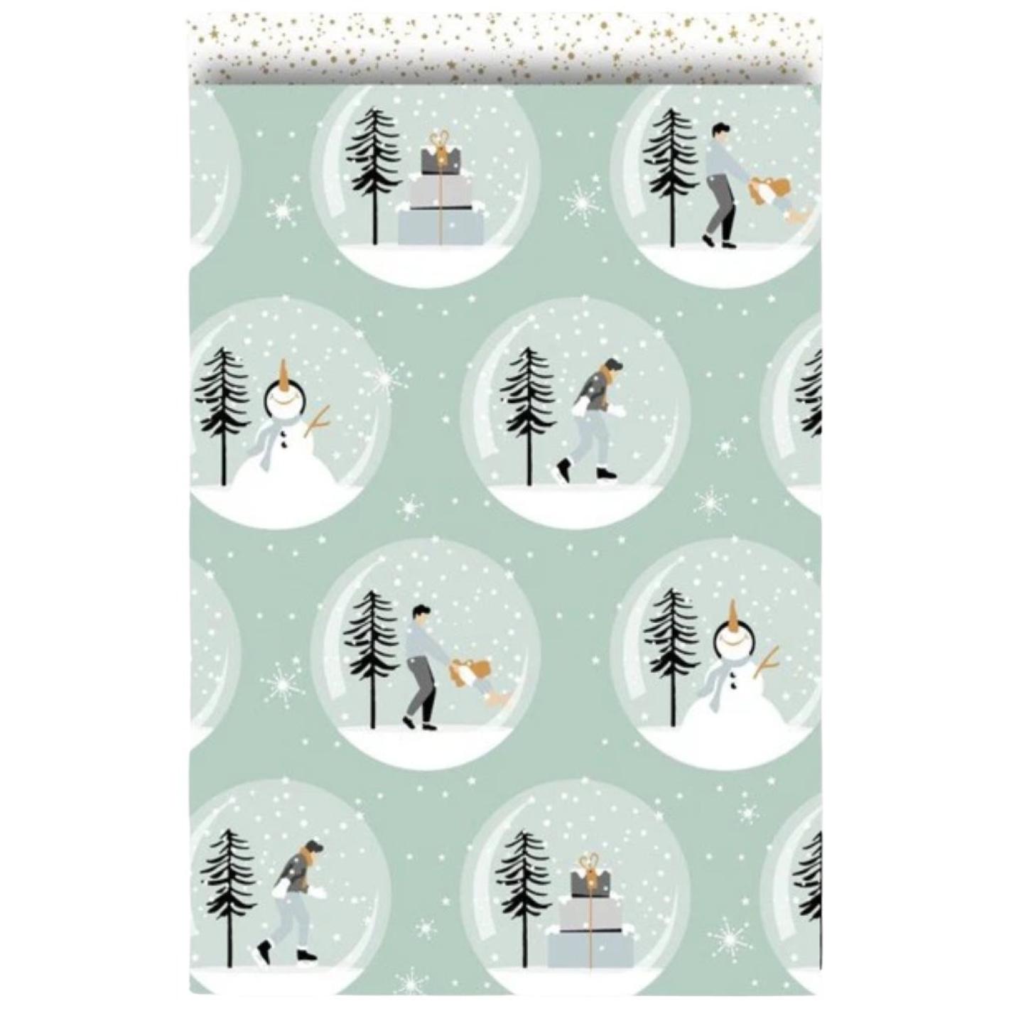 Collectiv Warehouse papieren cadeauzakjes kerst mint/goud 10 stuks 17x25