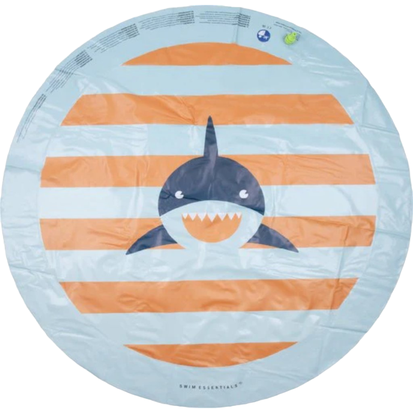 Swim Essentials Watersproeier Mat - Oranje/Blauw Gestreept - Haaienprint - Ø 150 cm