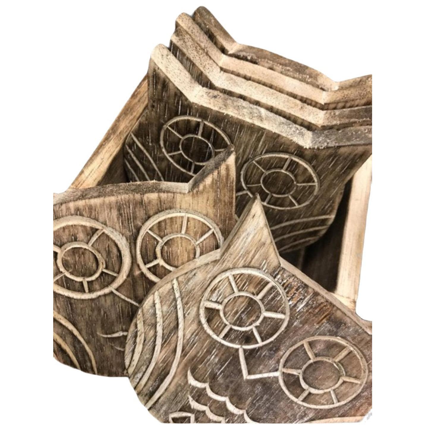 WA onderzetters uil 12cm natural