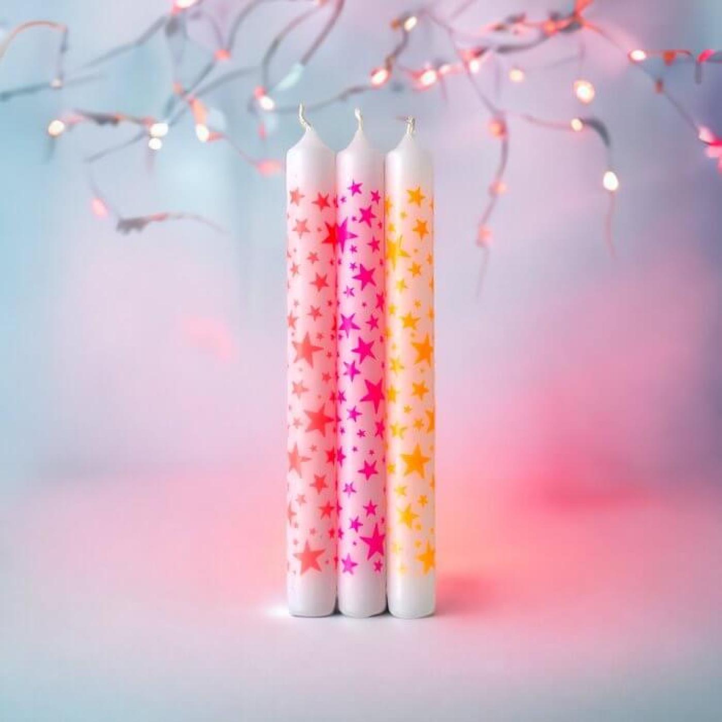 Dip Dye Kaarsenset Stars - (3-Pack); Afbeelding: 3