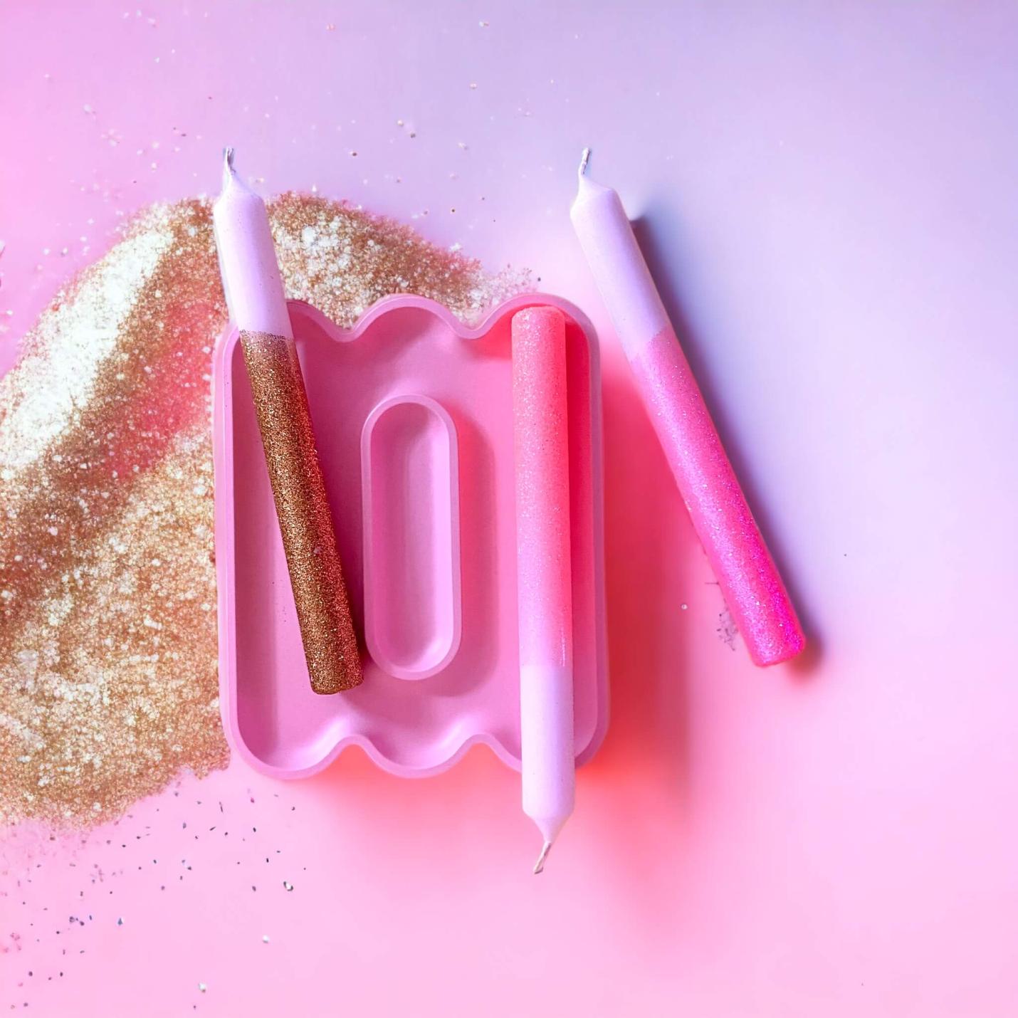 Dip Dye Kaarsen Glitter Diamonds in the Sky – Set van 3; Afbeelding: 3