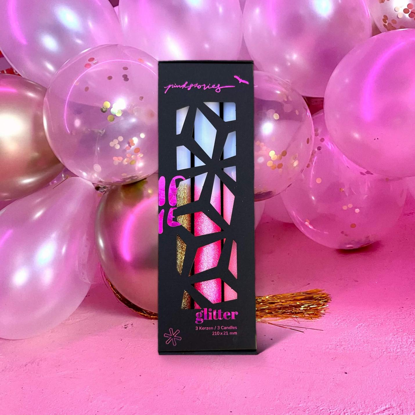 Dip Dye Kaarsen Glitter Diamonds in the Sky – Set van 3; Afbeelding: 2
