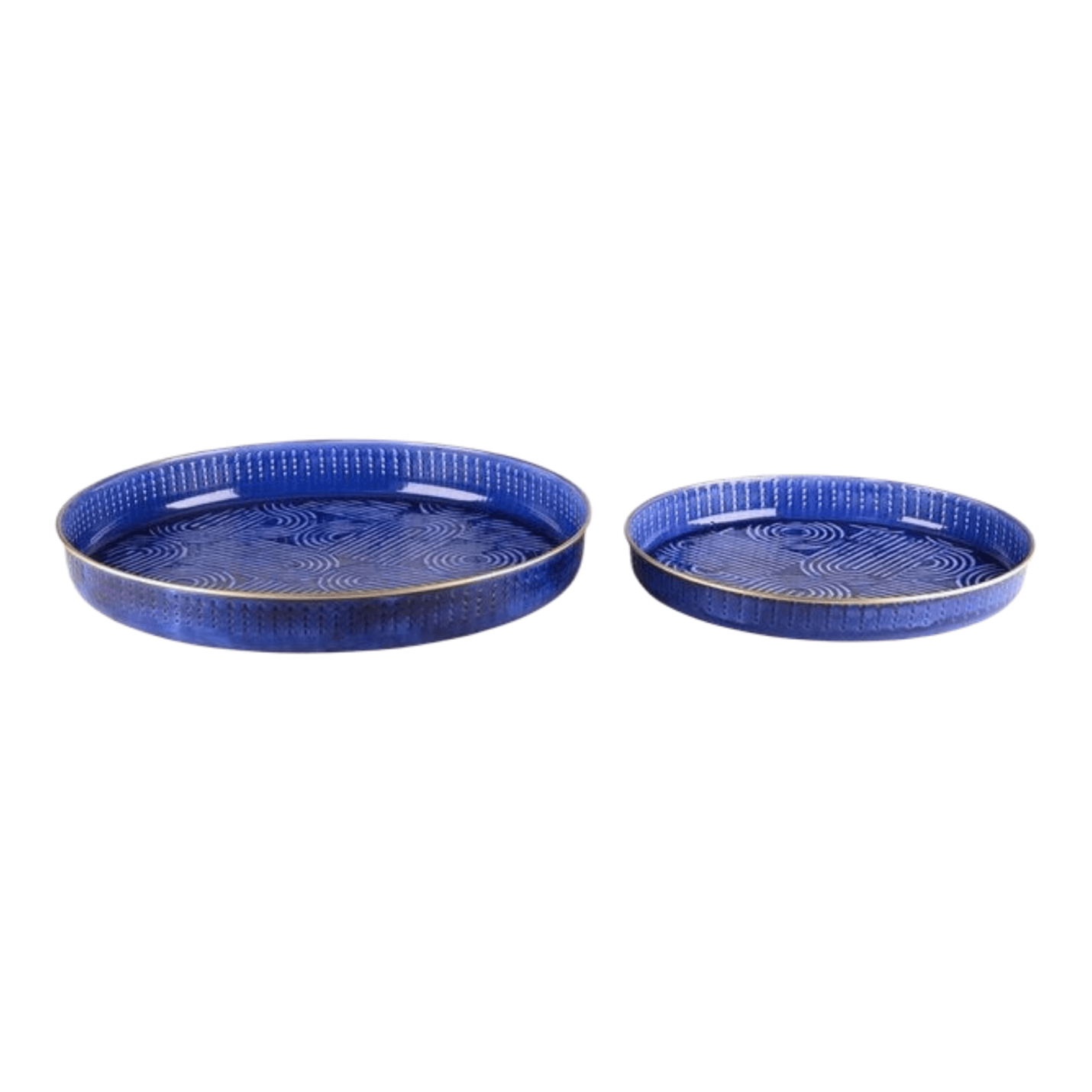 Rond IJzeren Plateau met Keramieklook in twee maten, Blauw - XL Ø45cm; Afbeelding: 2