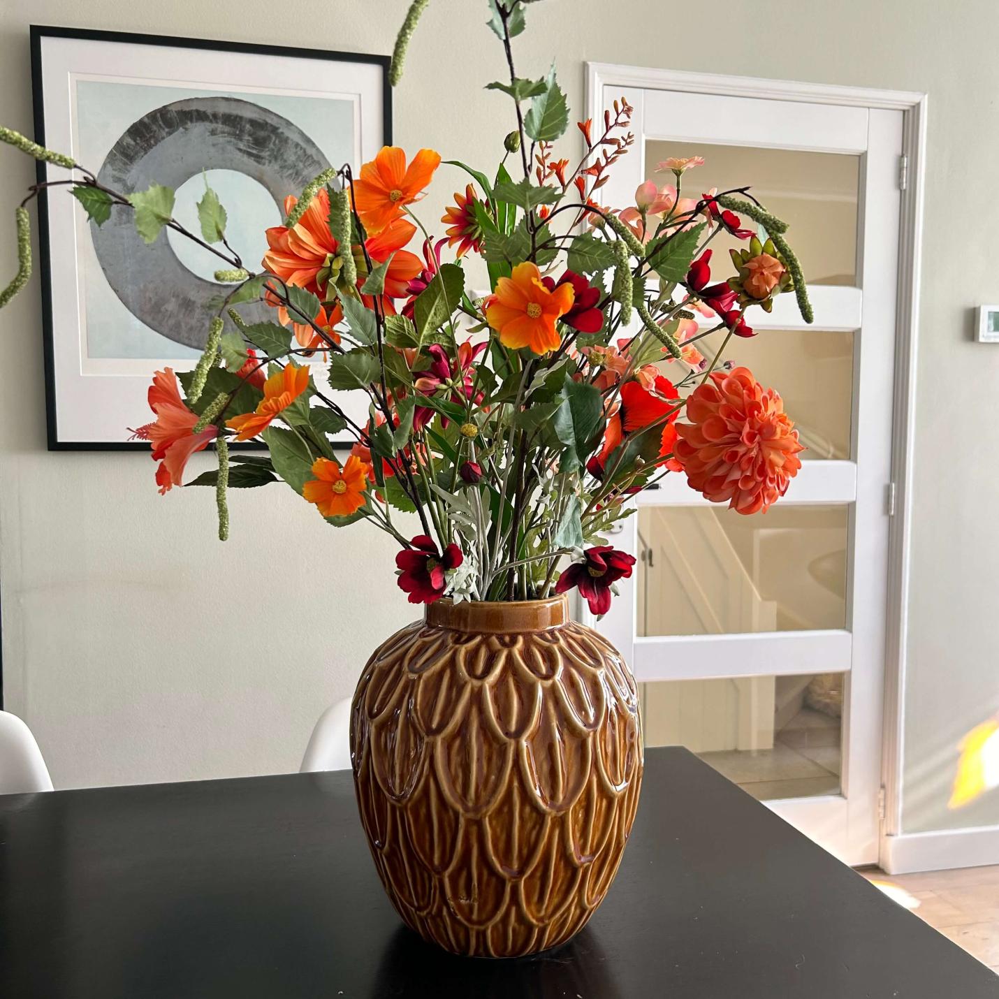 Kunstbloem Dahlia oranje; Afbeelding: 2