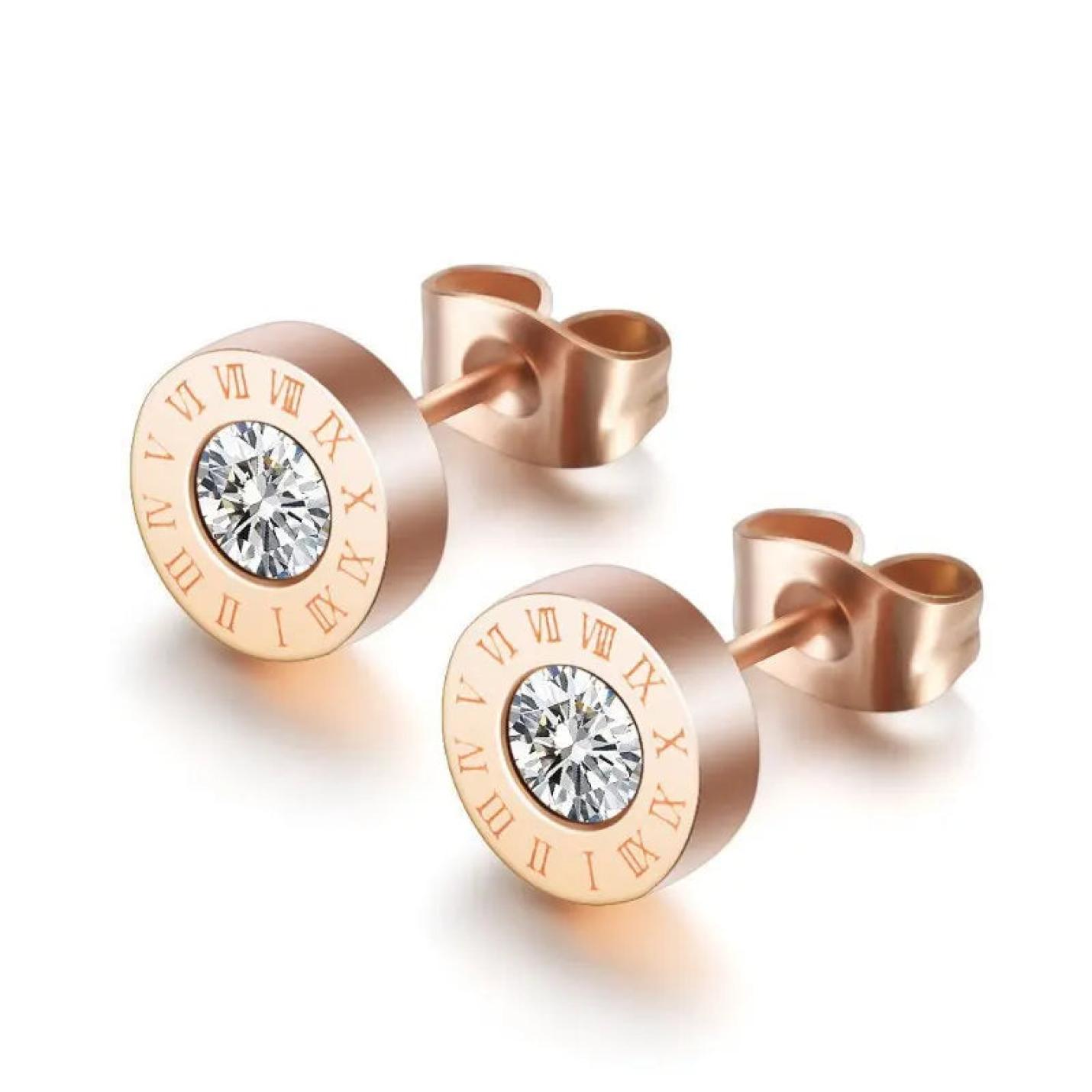Roman Crystal Look Earring - Rose gold