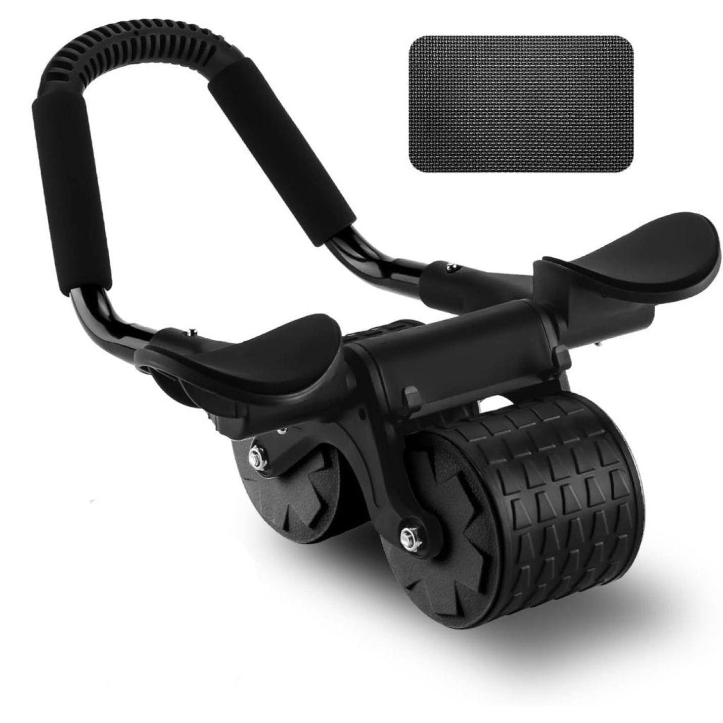 Ab Roller Ab trainer met elleboogsteun, Ab Wheel met automatische terugslag, buikspiertrainer met kniemat voor mannen en vrouwen, buikspiertraining dubbele wielen Stabiel - happygetfit.com