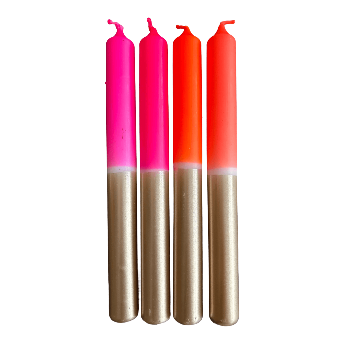 Dip Dye Kaarsenset Moody Reflections  - Neon Roze & Oranje (4-Pack)