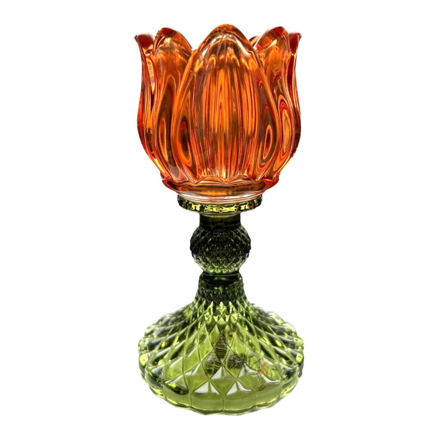 Kandelaar Flower T-light oranje