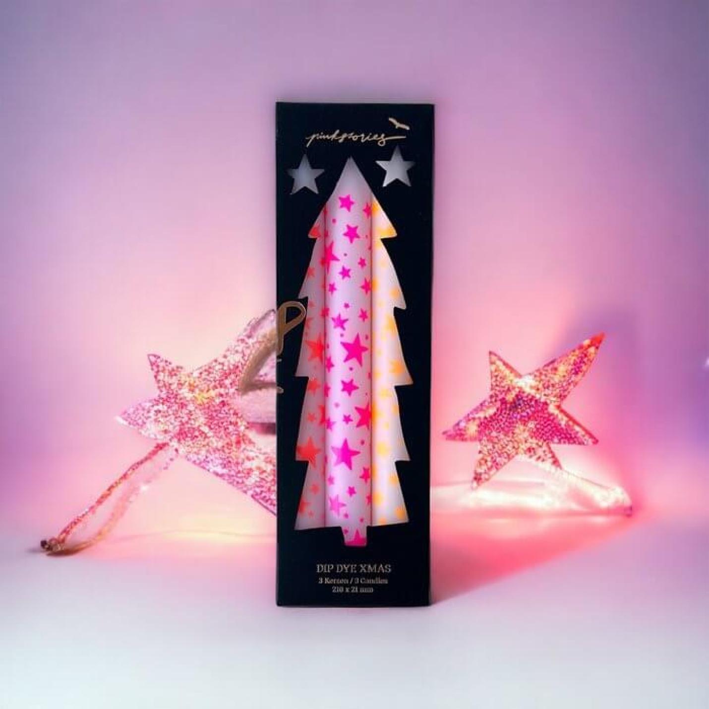 Dip Dye Kaarsenset Stars - (3-Pack); Afbeelding: 2