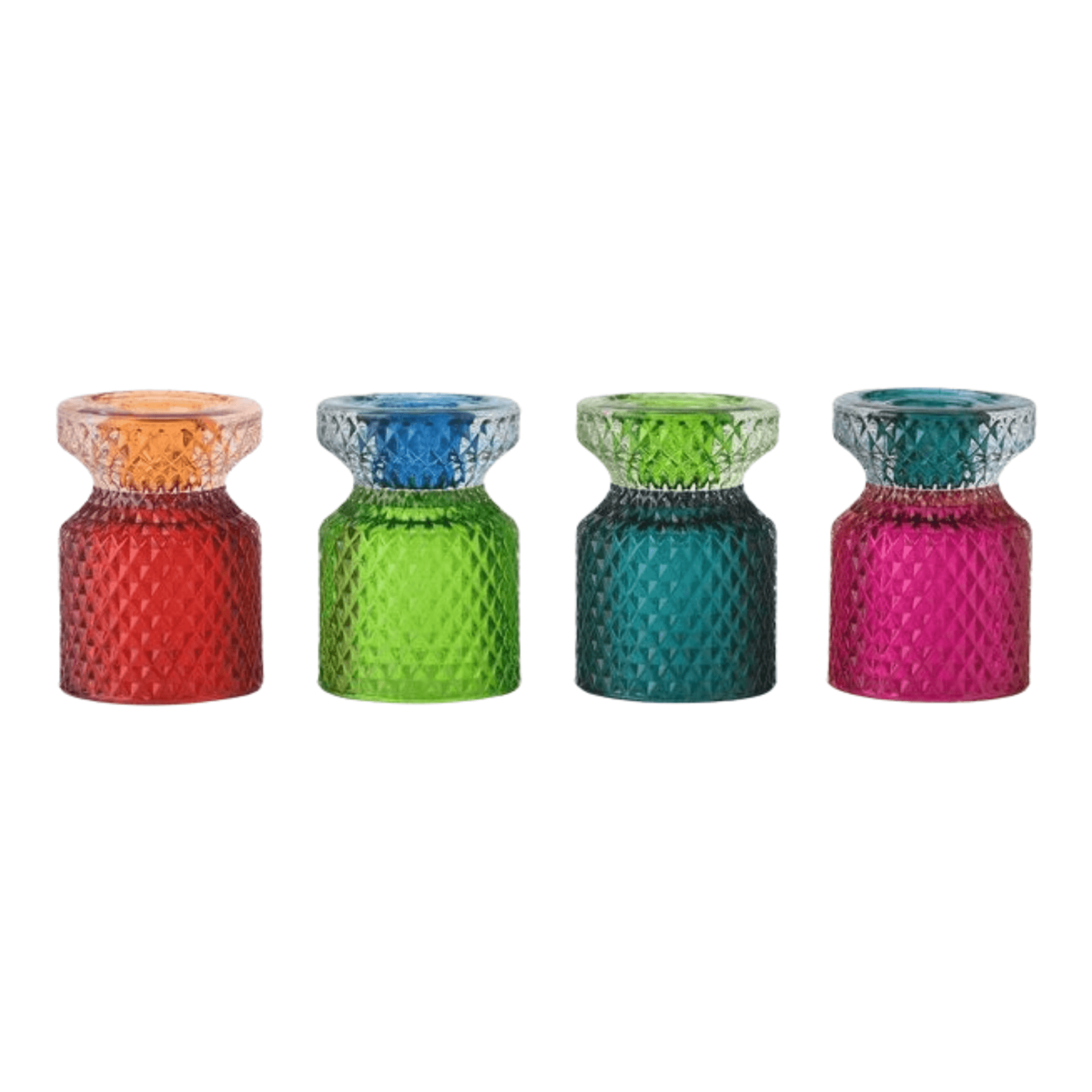 Glazen kandelaar / waxinehouder twee kleurig - Roze/aqua; Afbeelding: 2