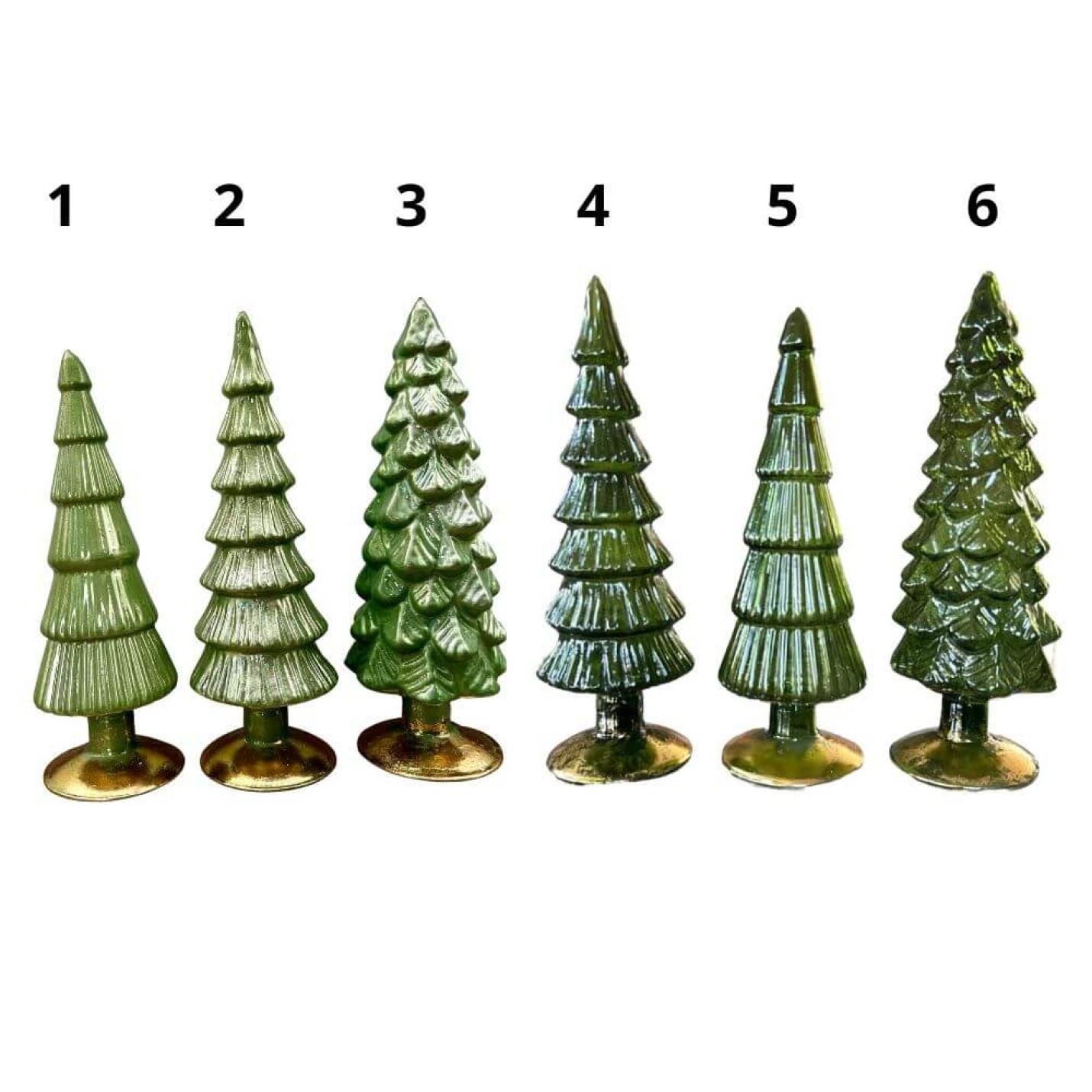 Kerstboompjes –shiny en transparant groen Glas in 25cm en 30cm - 5 Hoog 30cm transparant