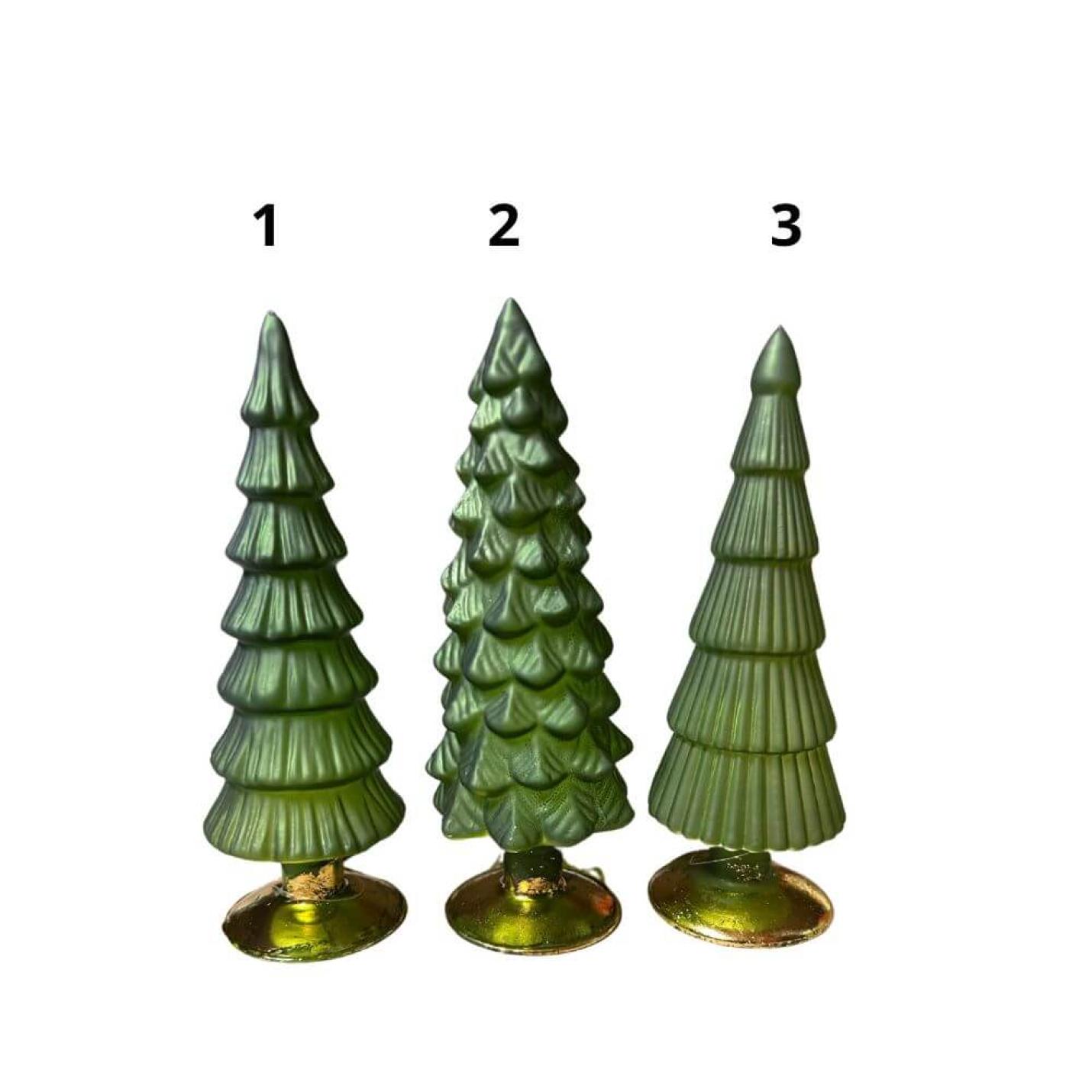 Kerstboompjes – Mat  Groen Glas - 2 Hoog 25cm